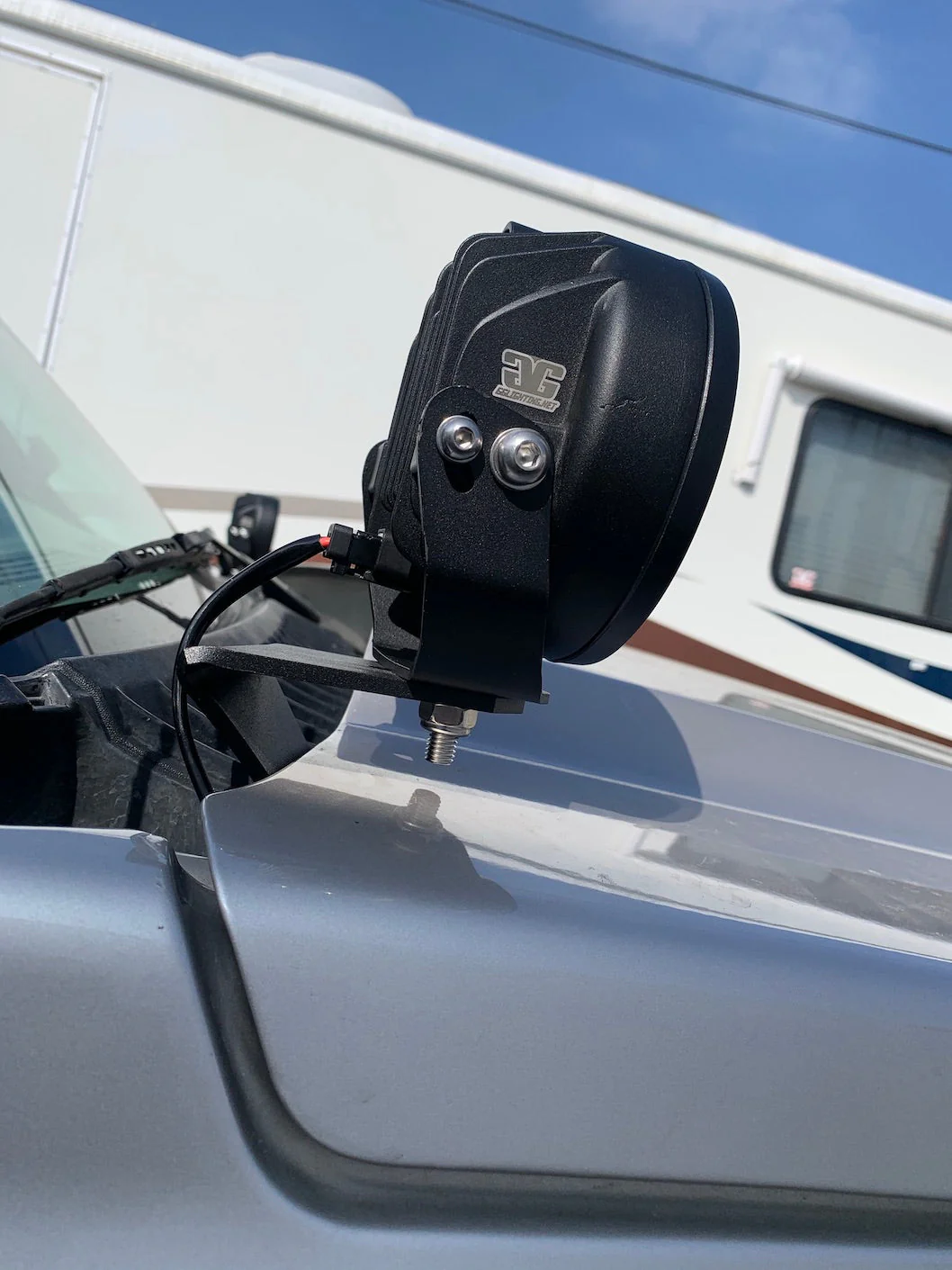 1999-2006 Chevy Silverado & GMC Sierra Hood / Windshield Pillar Mounts for LED Pod USA Made - Image 4