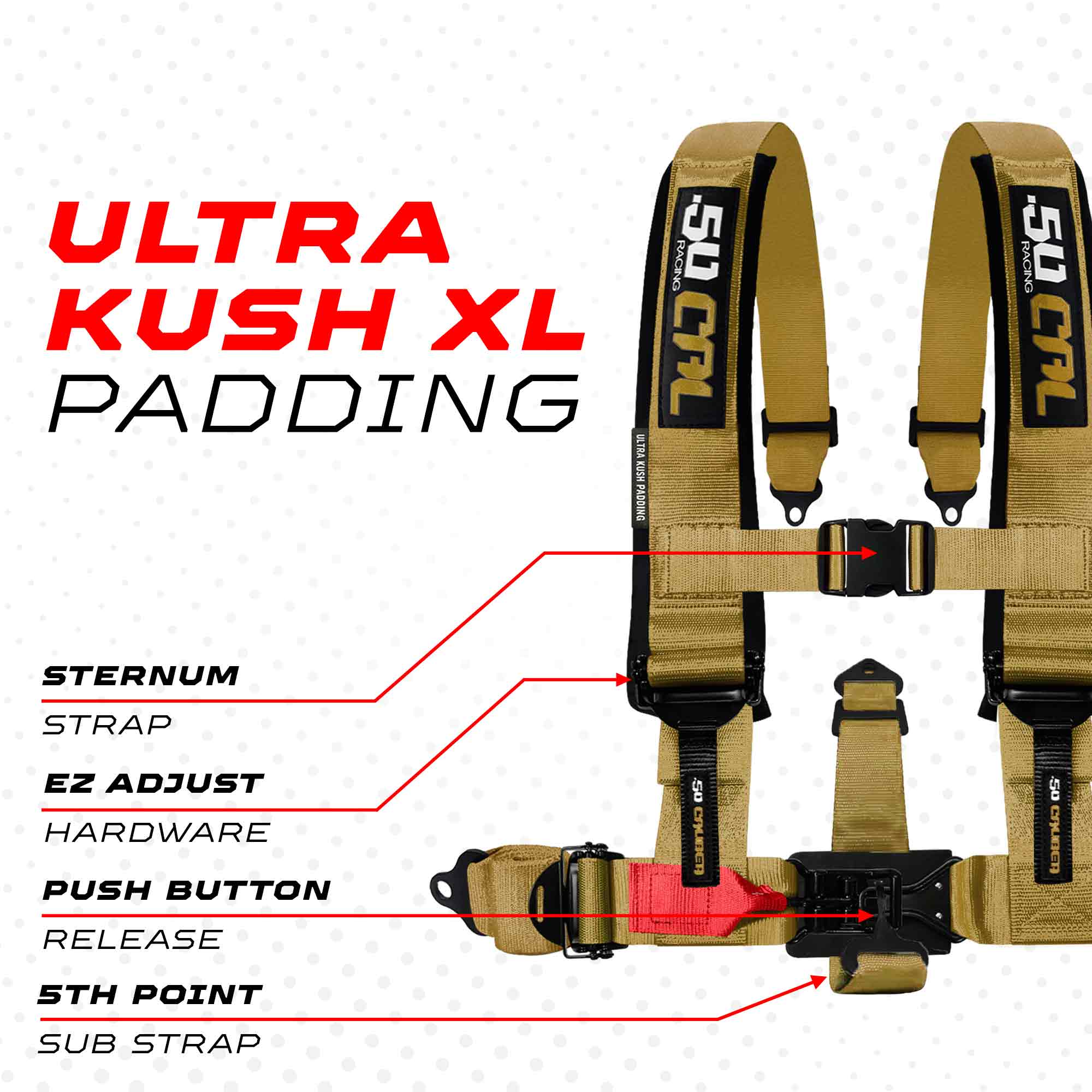 50 Caliber Racing Elite Series EZ Adjust UTV Harness | 2" & 3", 4pt & 5pt, 10 Colors - Image 11