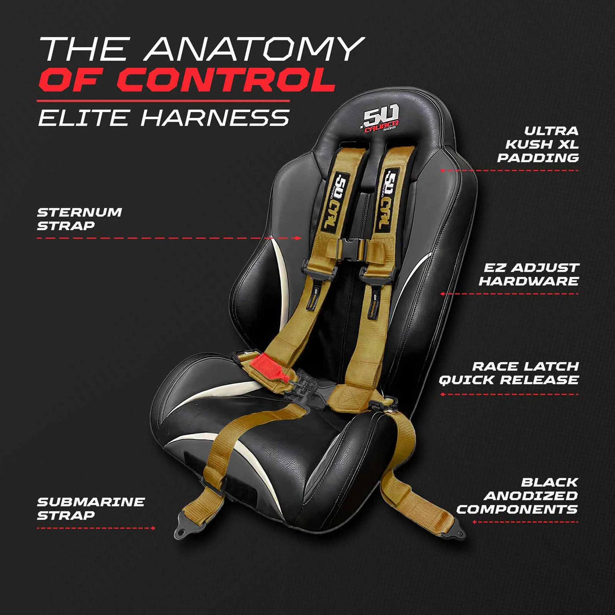 50 Caliber Racing Elite Series EZ Adjust UTV Harness | 2" & 3", 4pt & 5pt, 10 Colors - Image 12