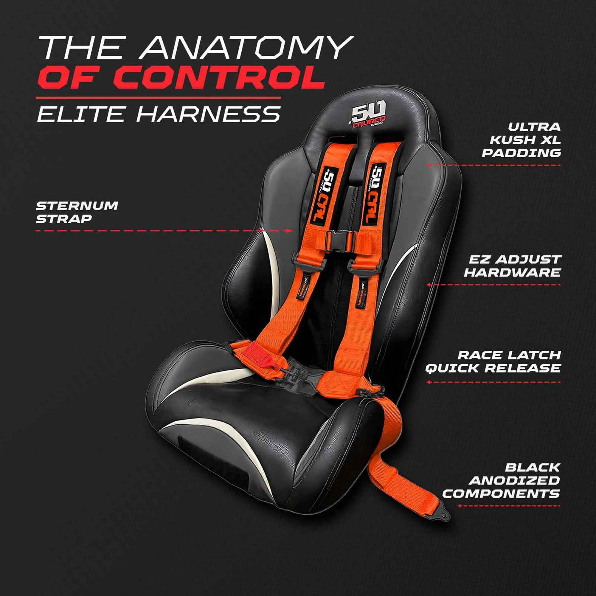 50 Caliber Racing Elite Series EZ Adjust UTV Harness | 2" & 3", 4pt & 5pt, 10 Colors - Image 15