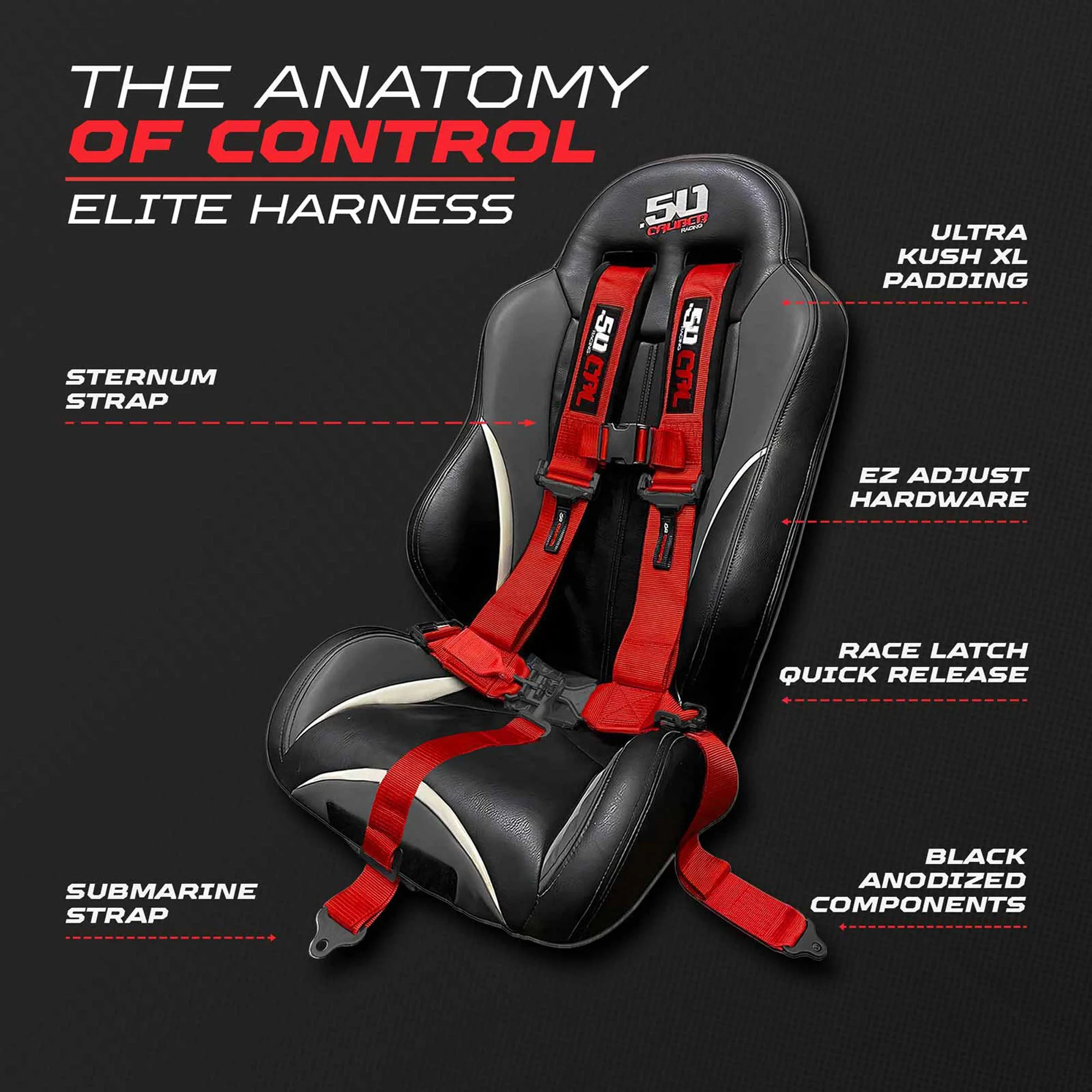 50 Caliber Racing Elite Series EZ Adjust UTV Harness | 2" & 3", 4pt & 5pt, 10 Colors - Image 36