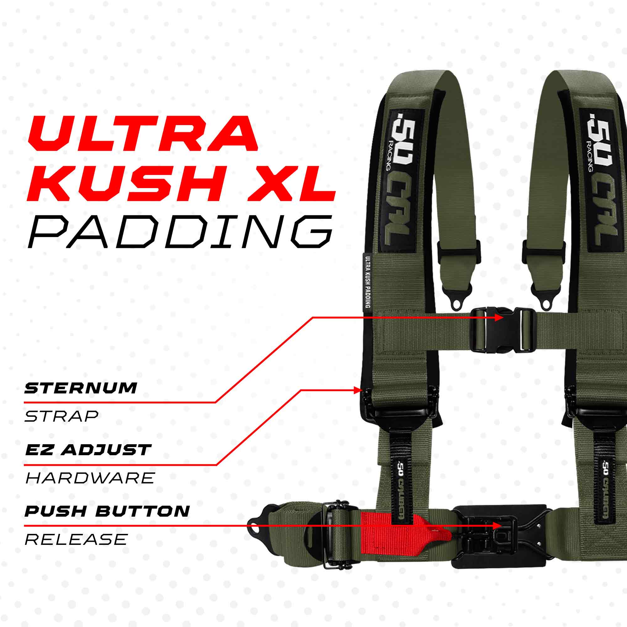 50 Caliber Racing Elite Series EZ Adjust UTV Harness | 2" & 3", 4pt & 5pt, 10 Colors - Image 50