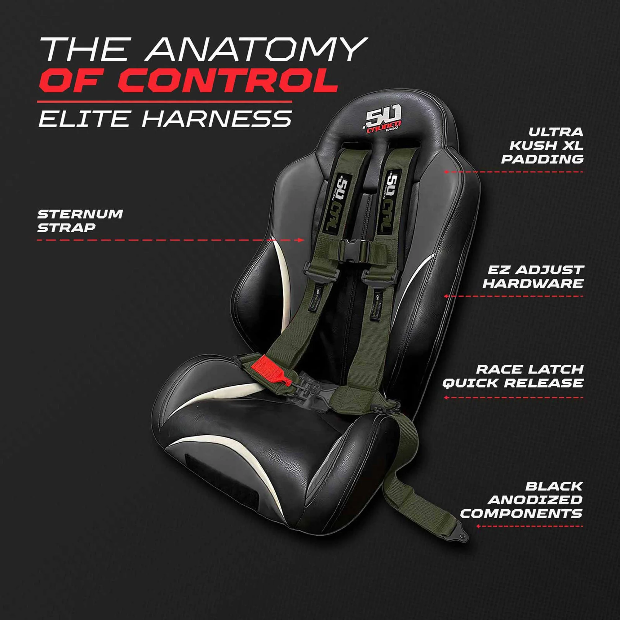 50 Caliber Racing Elite Series EZ Adjust UTV Harness | 2" & 3", 4pt & 5pt, 10 Colors - Image 51