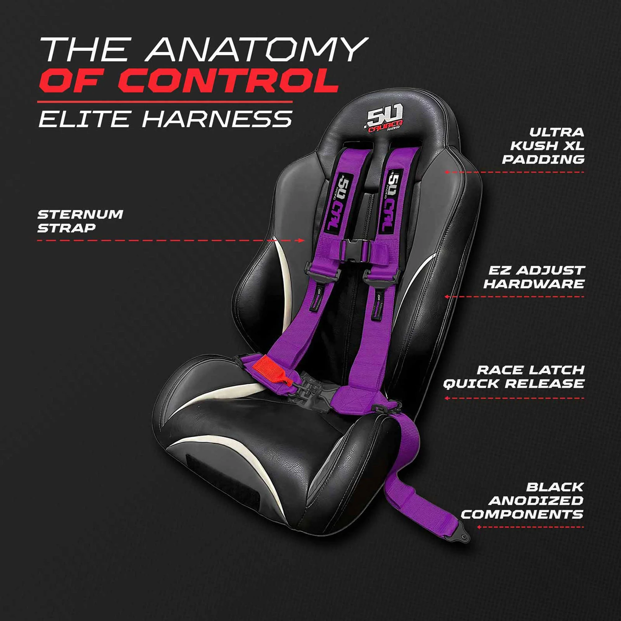 50 Caliber Racing Elite Series EZ Adjust UTV Harness | 2" & 3", 4pt & 5pt, 10 Colors - Image 57