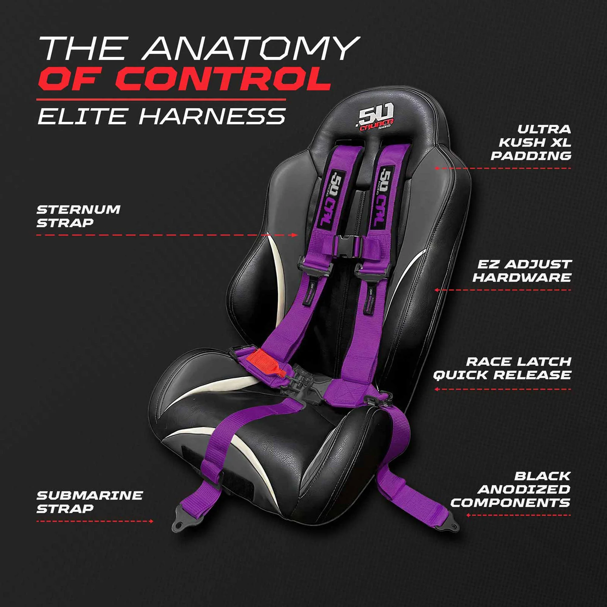 50 Caliber Racing Elite Series EZ Adjust UTV Harness | 2" & 3", 4pt & 5pt, 10 Colors - Image 60