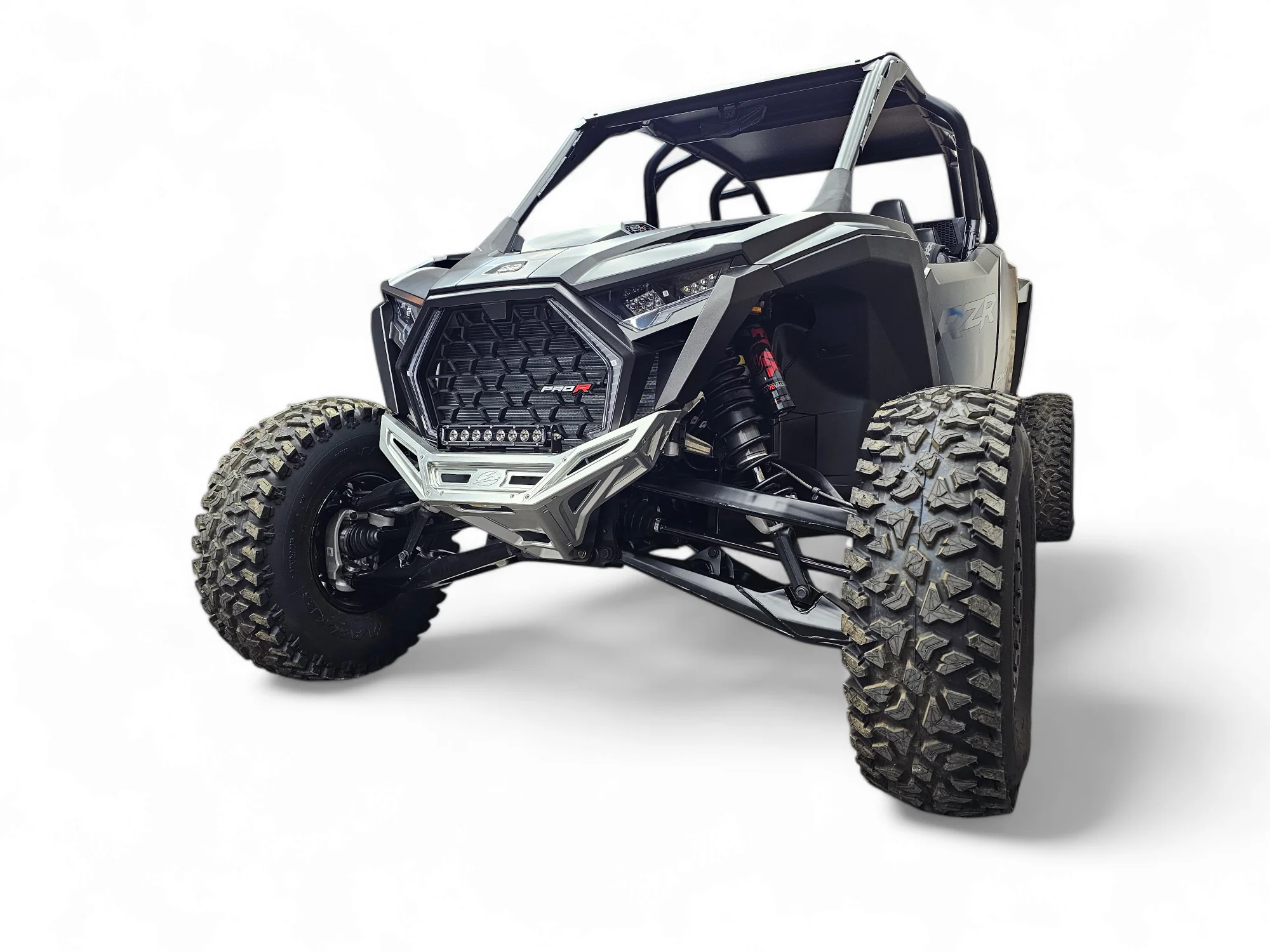 2022-2025 Polaris RZR Pro R, Pro S, Turbo R Machined Billet Front Winch Bumper (Clear Anodize) - Image 2