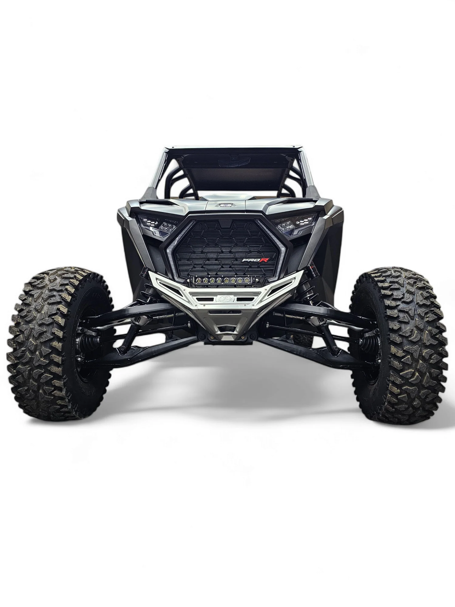 2022-2025 Polaris RZR Pro R, Pro S, Turbo R Machined Billet Front Winch Bumper (Clear Anodize) - Image 3