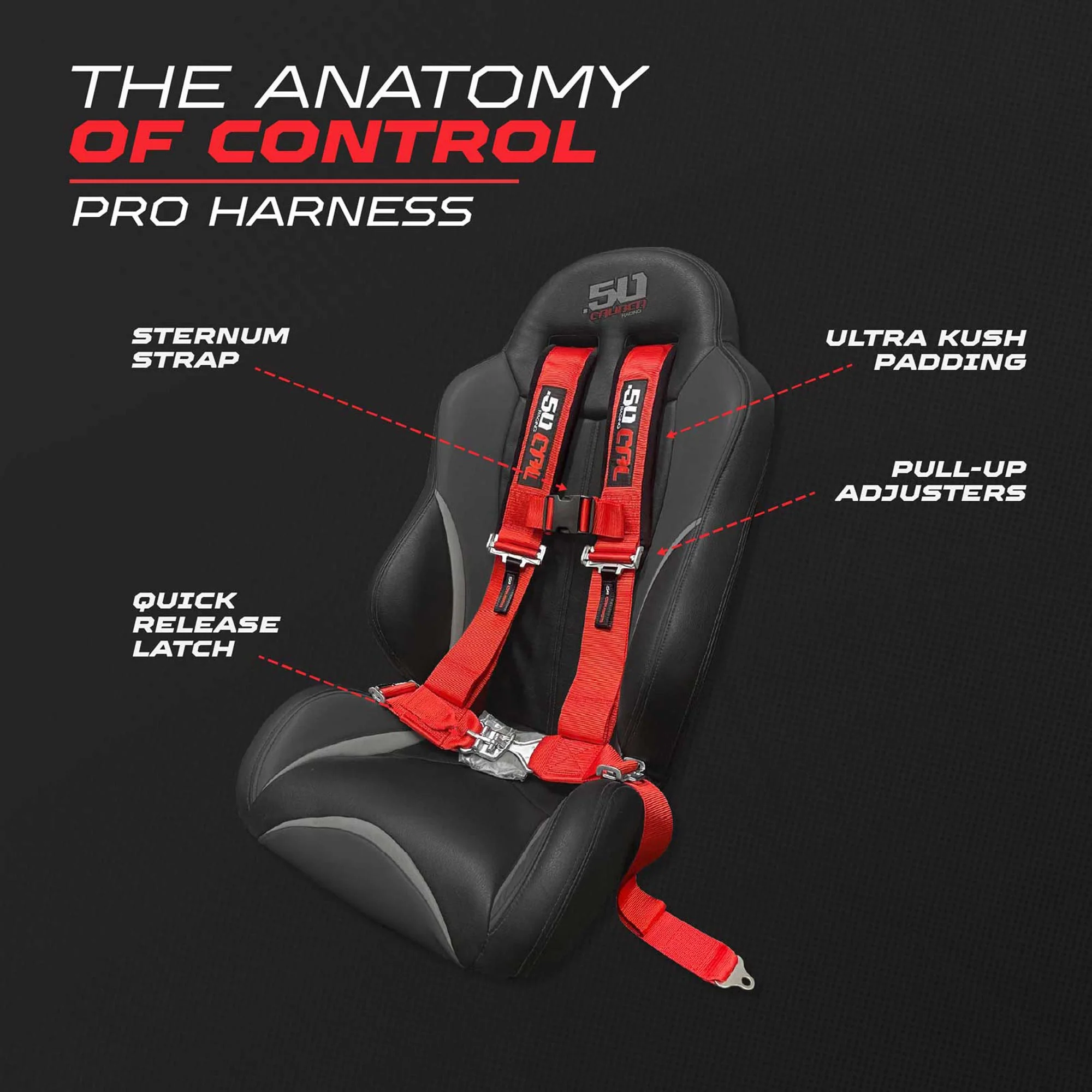 50 Caliber Racing 3" 4-Point UTV Harness | Latch & Link Quick Release | 9 Colors - Image 3