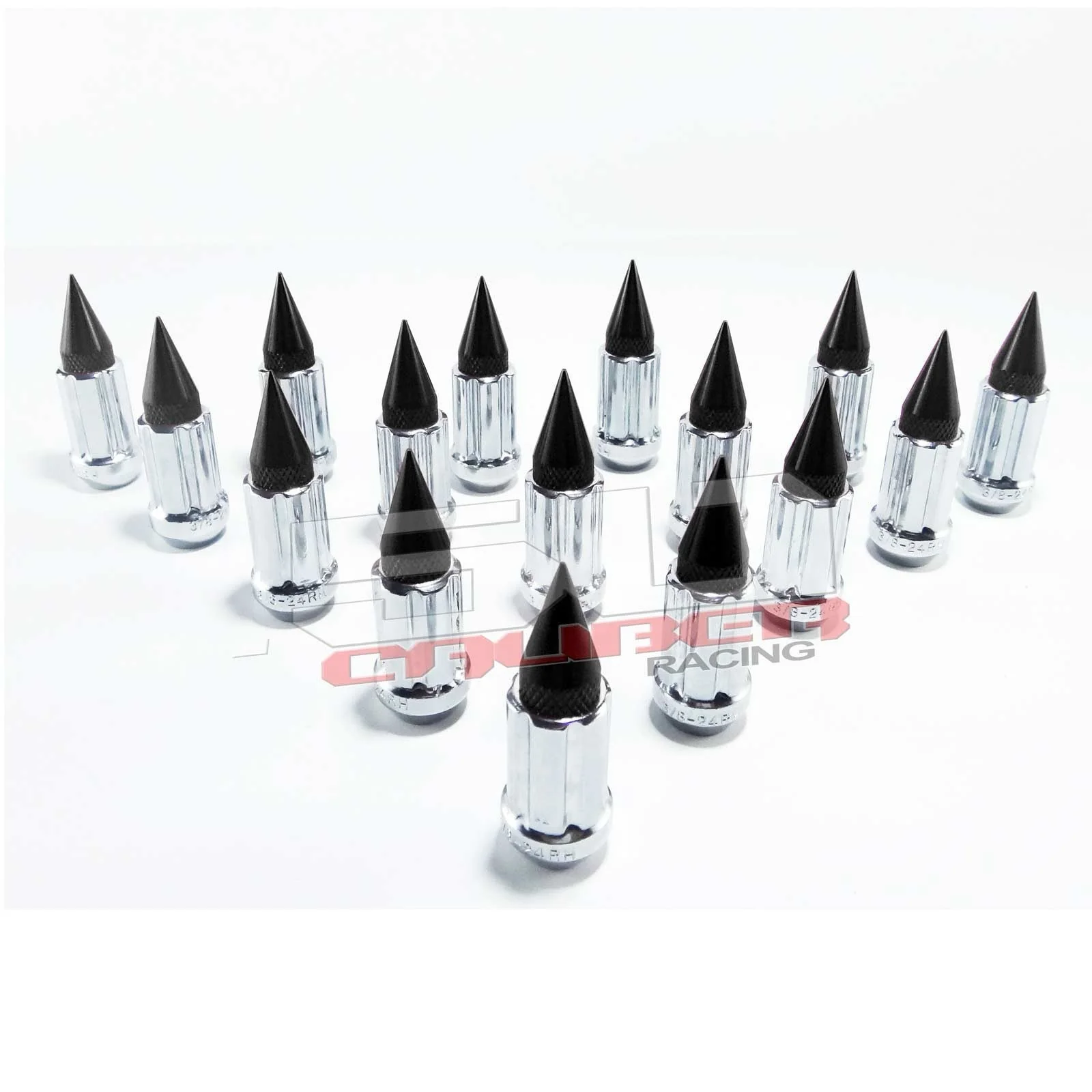 3/8 x 24 Chrome Spiked Lug Nuts - 16 Pack