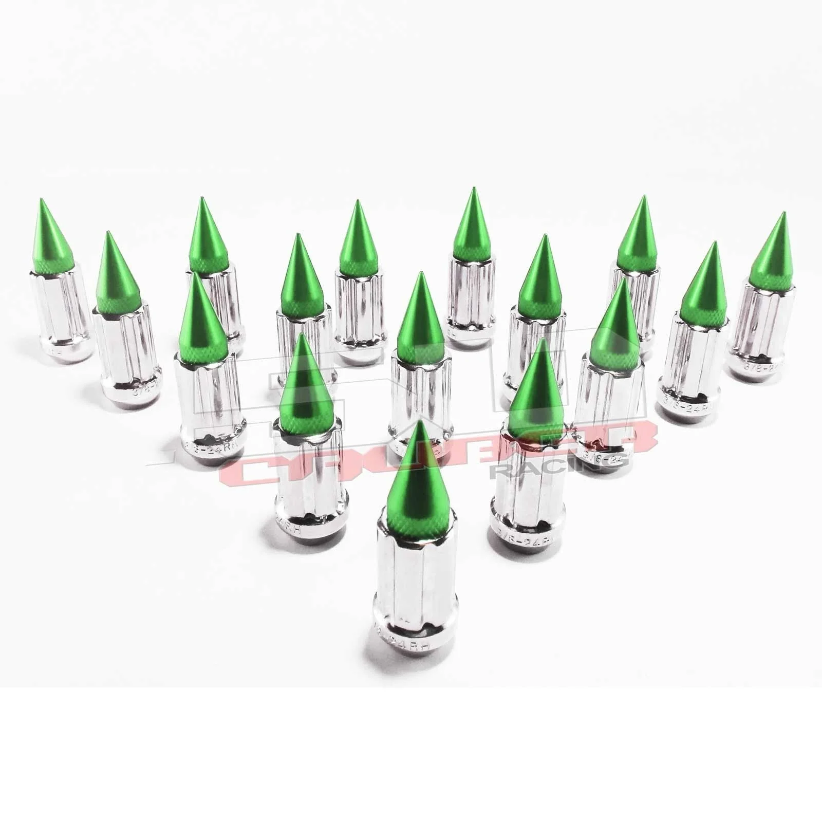 3/8 x 24 Chrome Spiked Lug Nuts - 16 Pack - Image 3