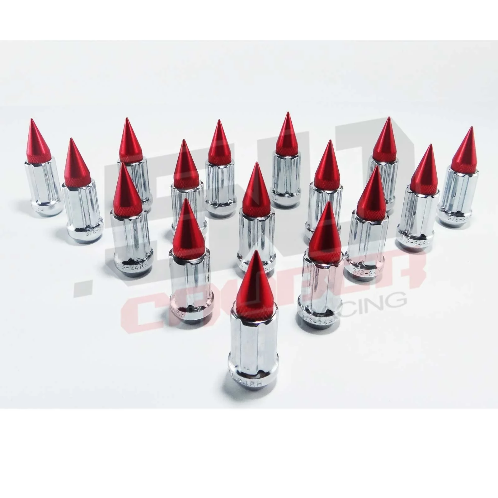 3/8 x 24 Chrome Spiked Lug Nuts - 16 Pack - Image 4