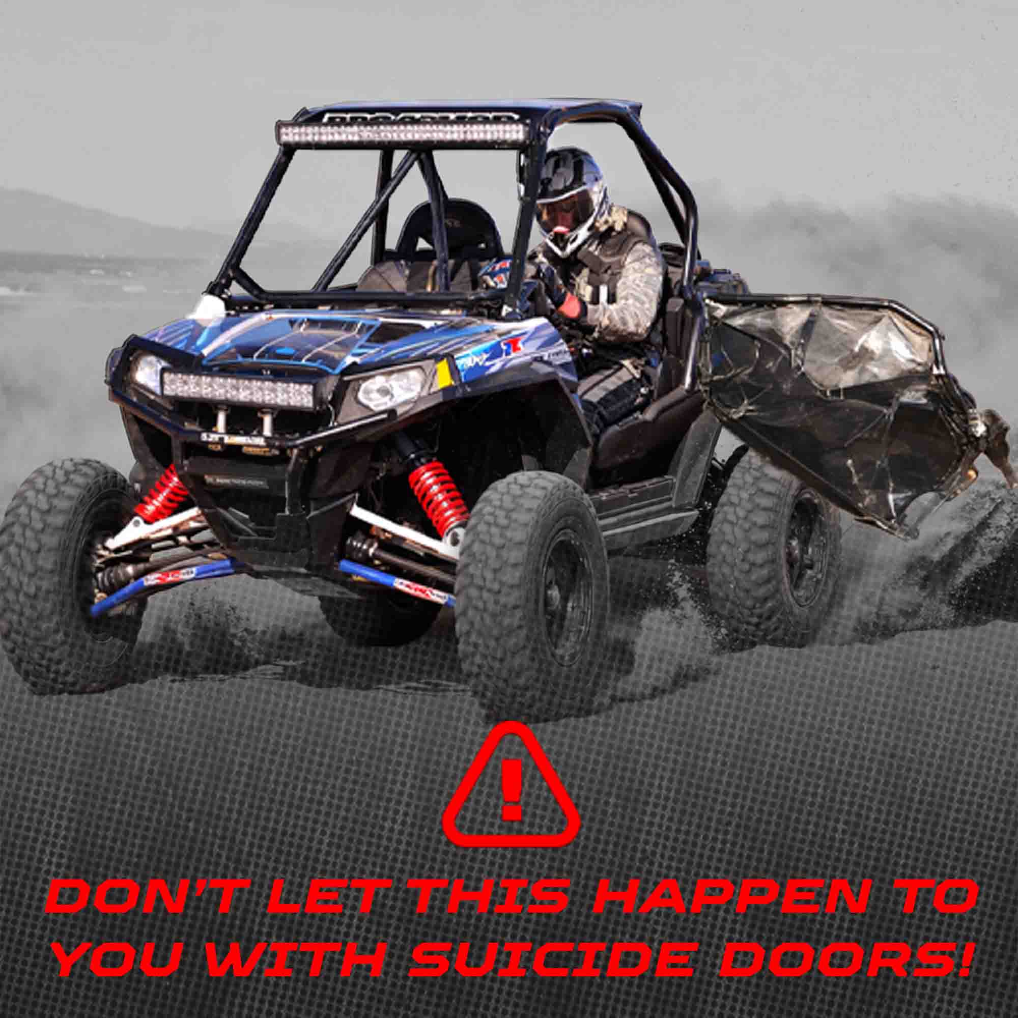 50 Caliber Racing RZR Doors with Slam Latches - White Panel/Black Frame - Image 3