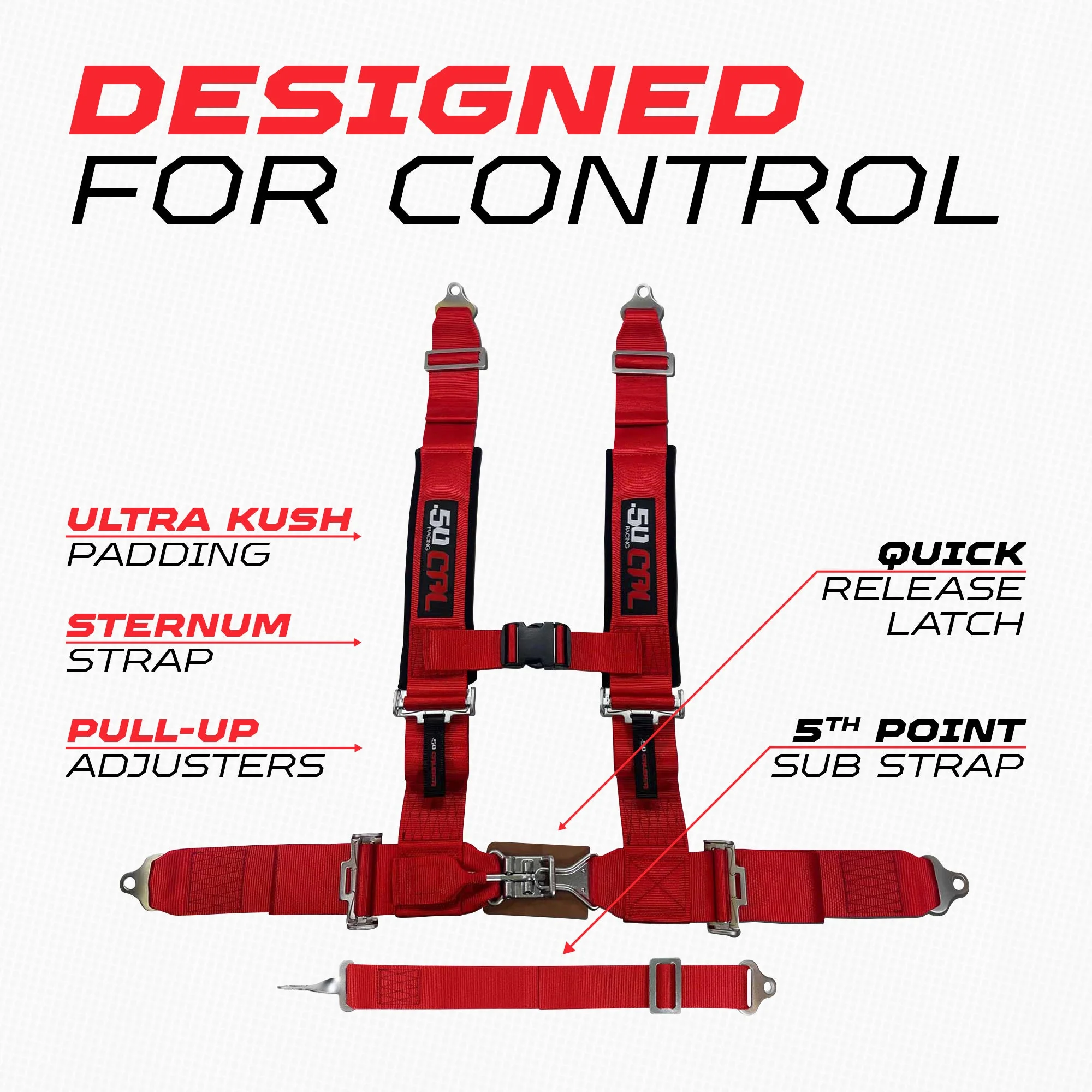 50 Caliber Racing 2" 5-Point UTV Harness with Anti-Submarine Strap - Image 14