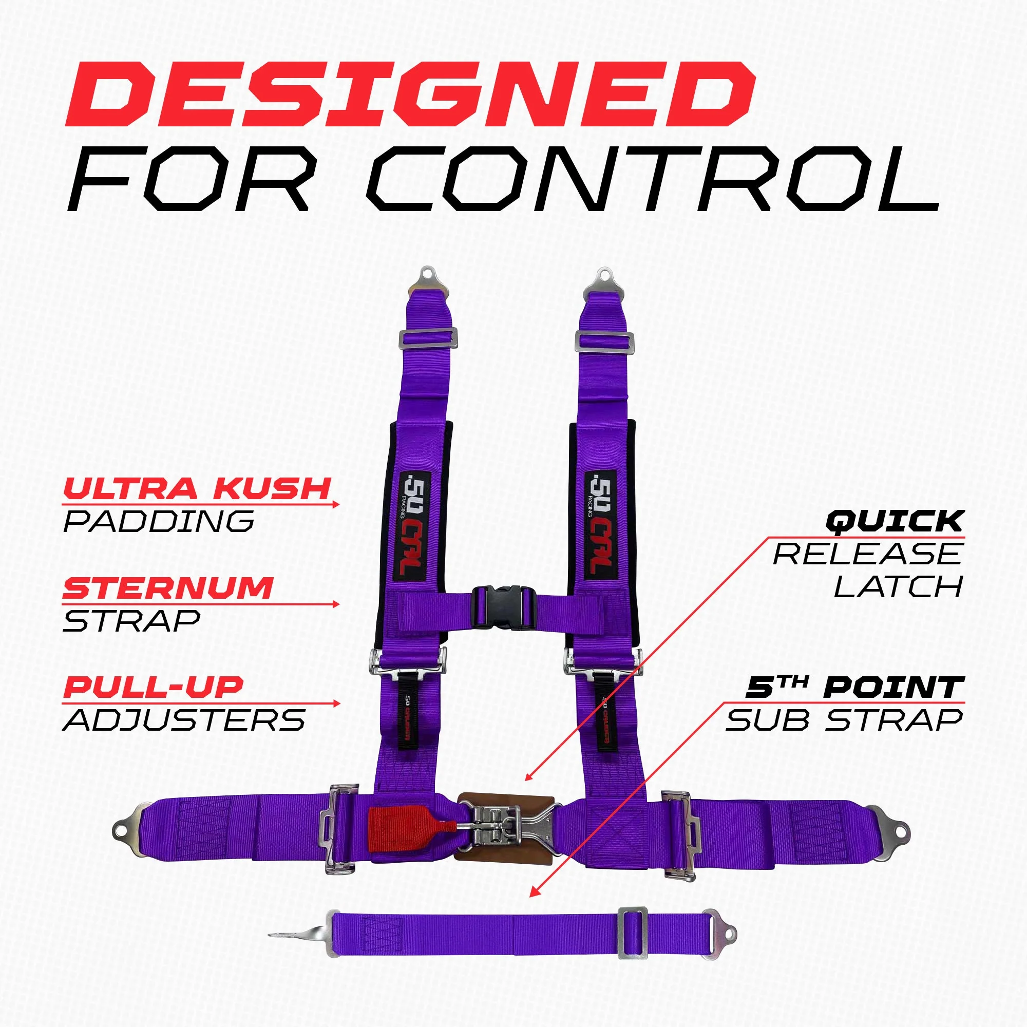 50 Caliber Racing 2" 5-Point UTV Harness with Anti-Submarine Strap - Image 19