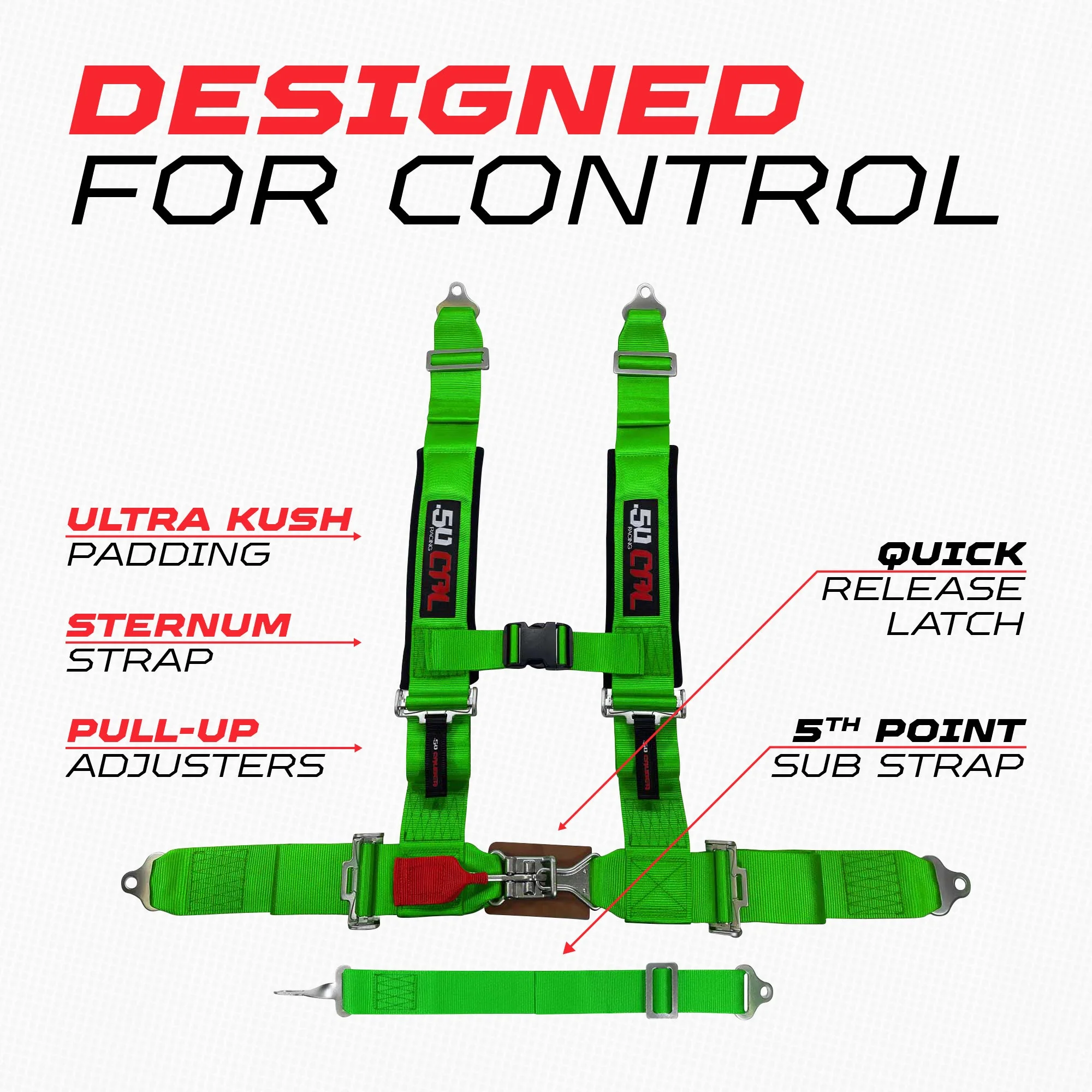 50 Caliber Racing 2" 5-Point UTV Harness with Anti-Submarine Strap - Image 24