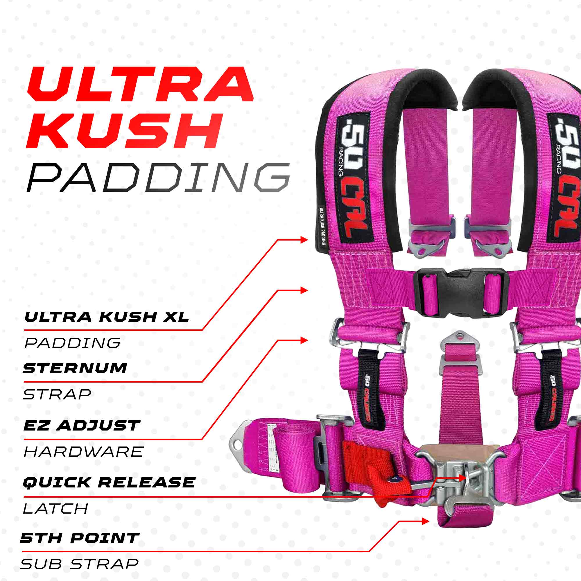 50 Caliber Racing 2" 5-Point UTV Harness with Anti-Submarine Strap - Image 27