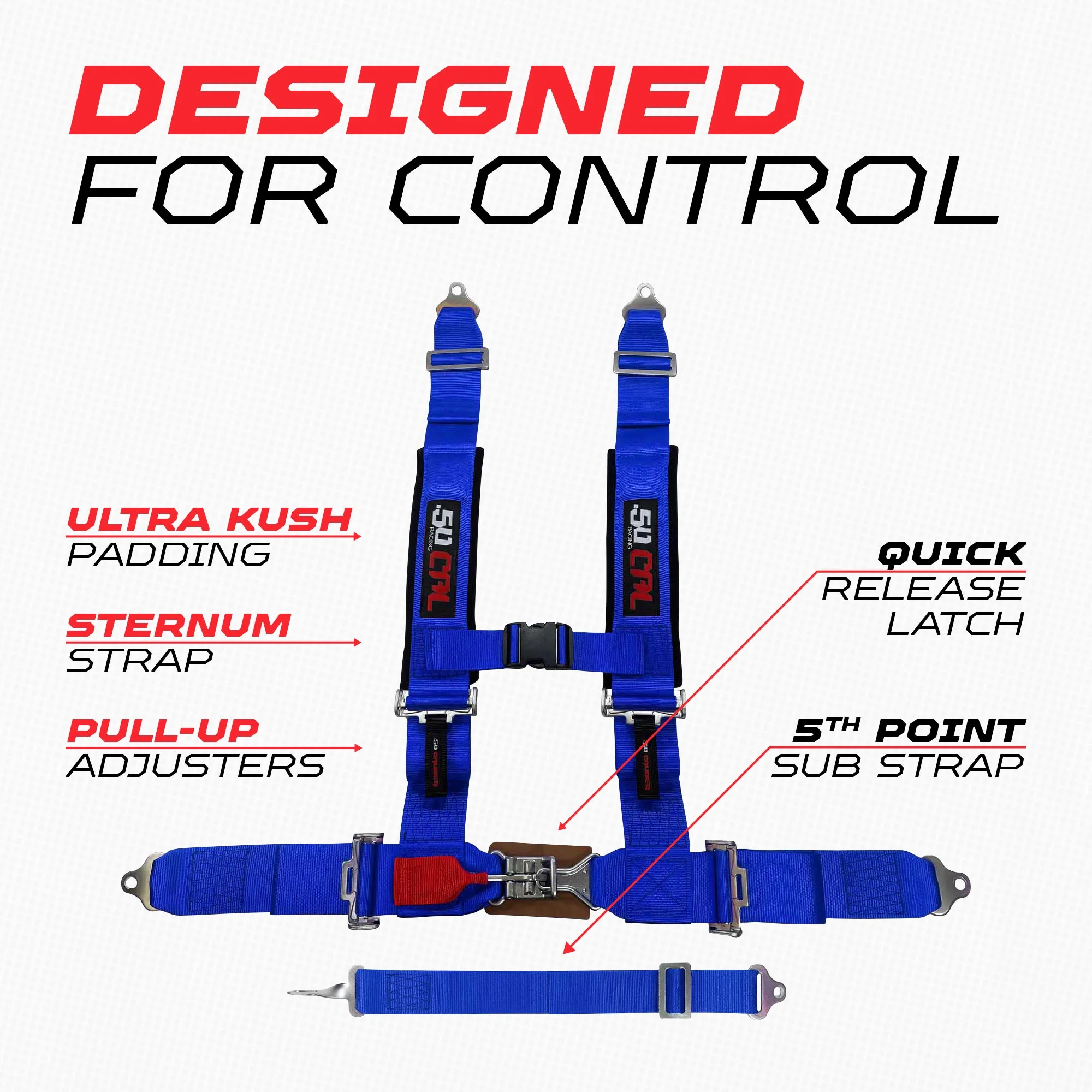 50 Caliber Racing 2" 5-Point UTV Harness with Anti-Submarine Strap - Image 34