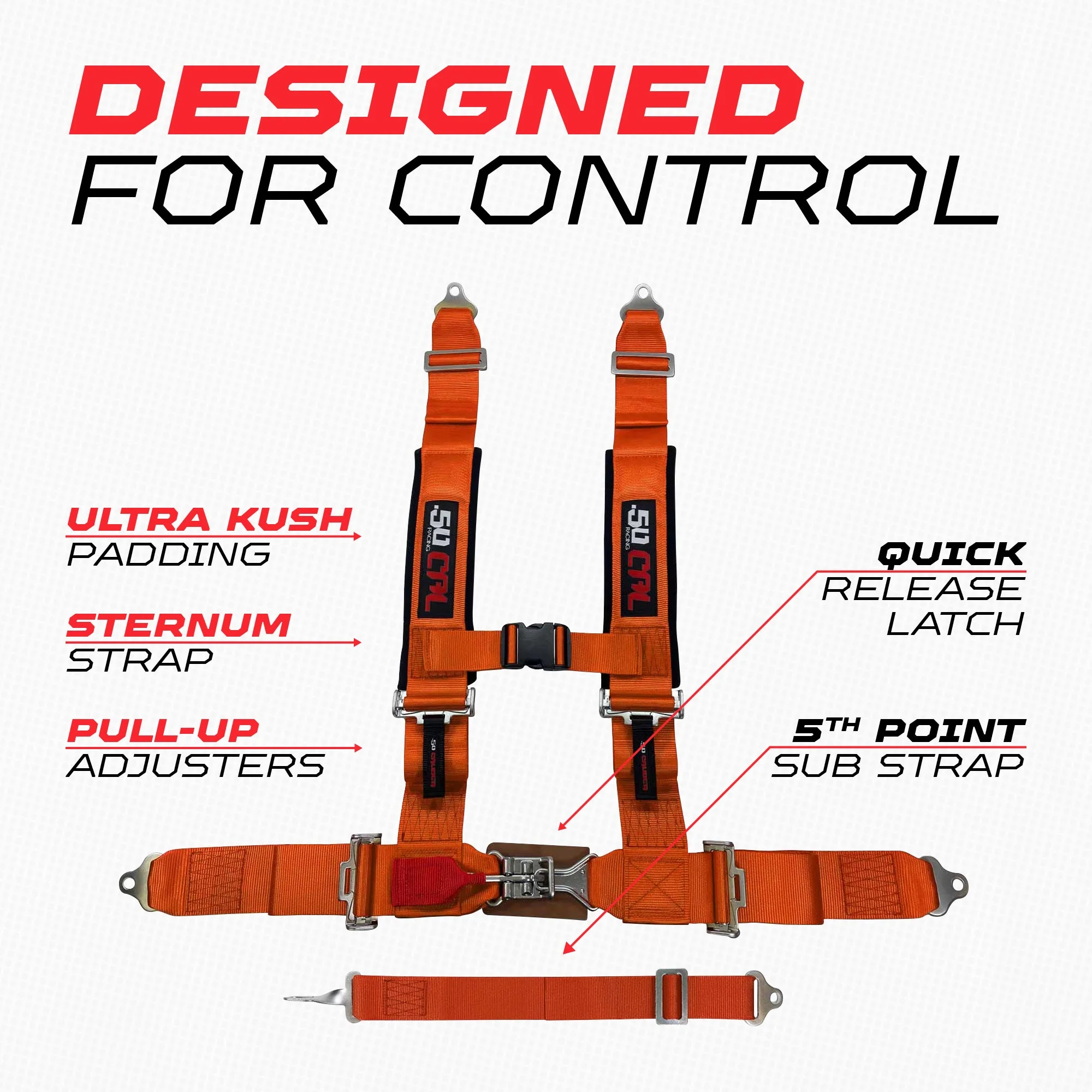 50 Caliber Racing 2" 5-Point UTV Harness with Anti-Submarine Strap - Image 44