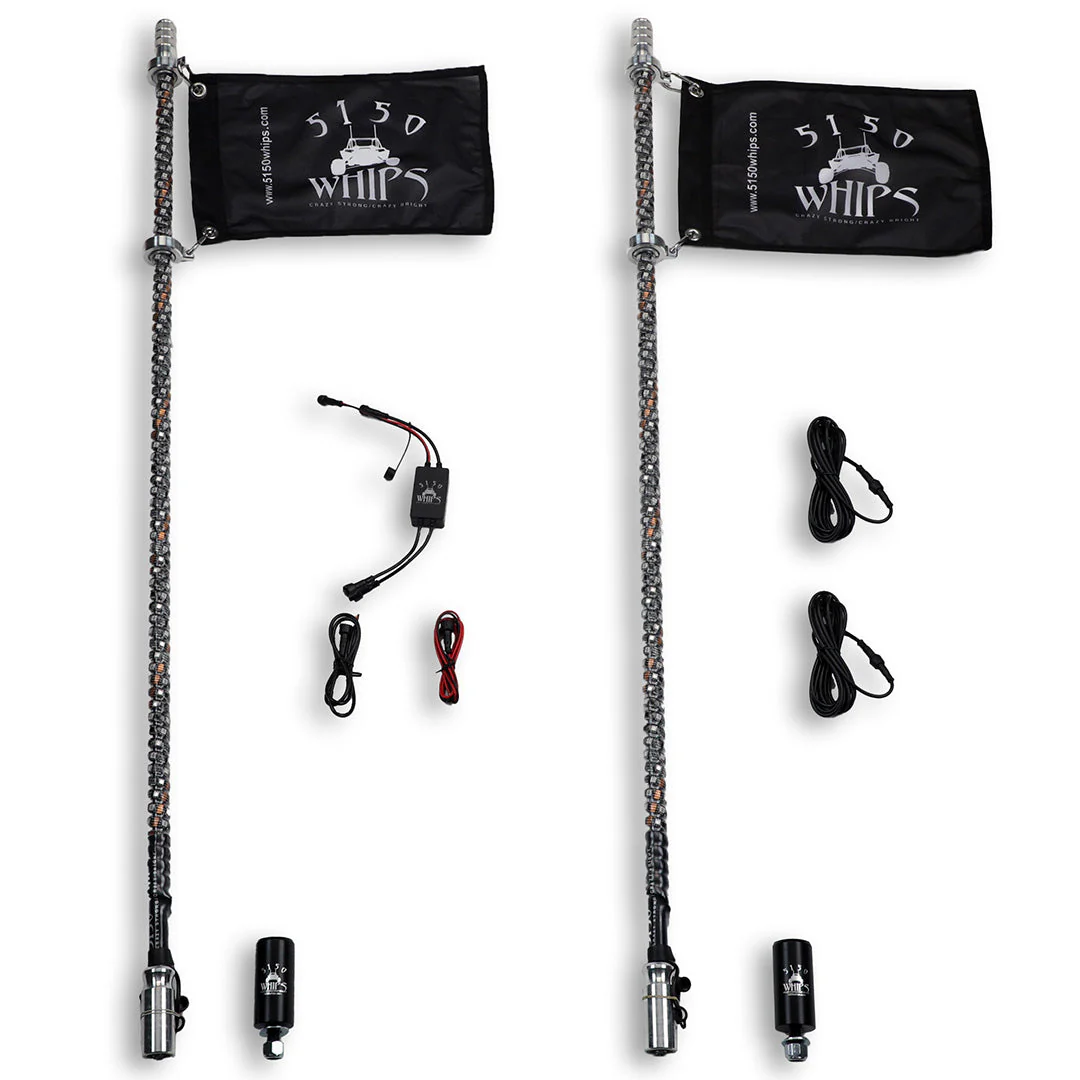 187 Platinum LED Whips β Pair - Bluetooth Controlled + Customizable Lighting (2024)
