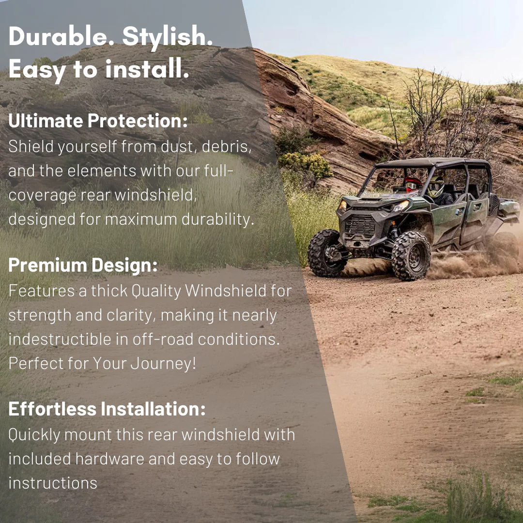 Dirt Warrior Can-Am Commander 2010-2020 Full Glass Windshield with Vents - Image 3
