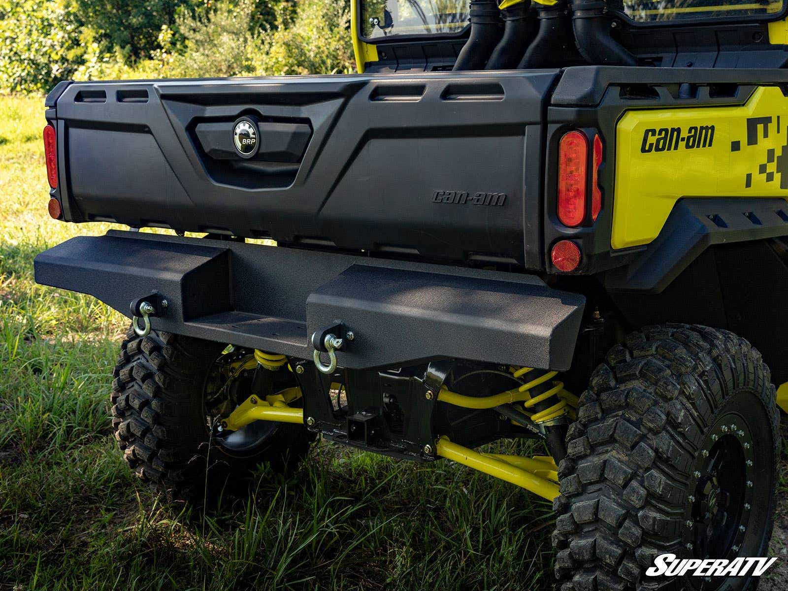 SuperATV Can-Am Defender Diamond Plate Rear Bumper - Heavy-Duty Protection + Winch Ready (2022+) - Image 3