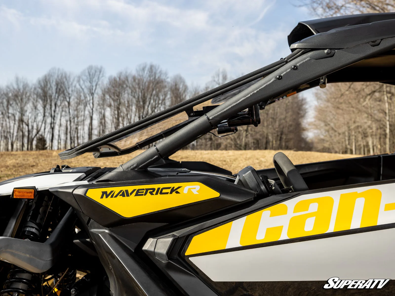 SuperATV Can-Am Maverick R MaxDrive Power Flip Windshield - Adjustable & Durable (2024+) - Image 12