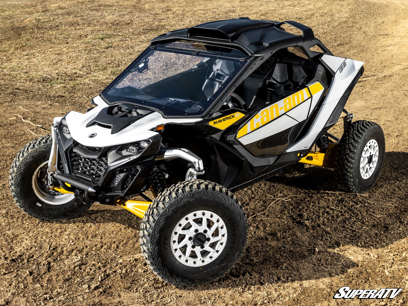 SuperATV Can-Am Maverick R MaxDrive Power Flip Windshield - Adjustable & Durable (2024+) - Image 3