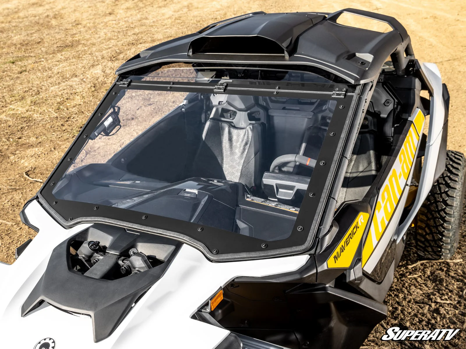 SuperATV Can-Am Maverick R MaxDrive Power Flip Windshield - Adjustable & Durable (2024+) - Image 9