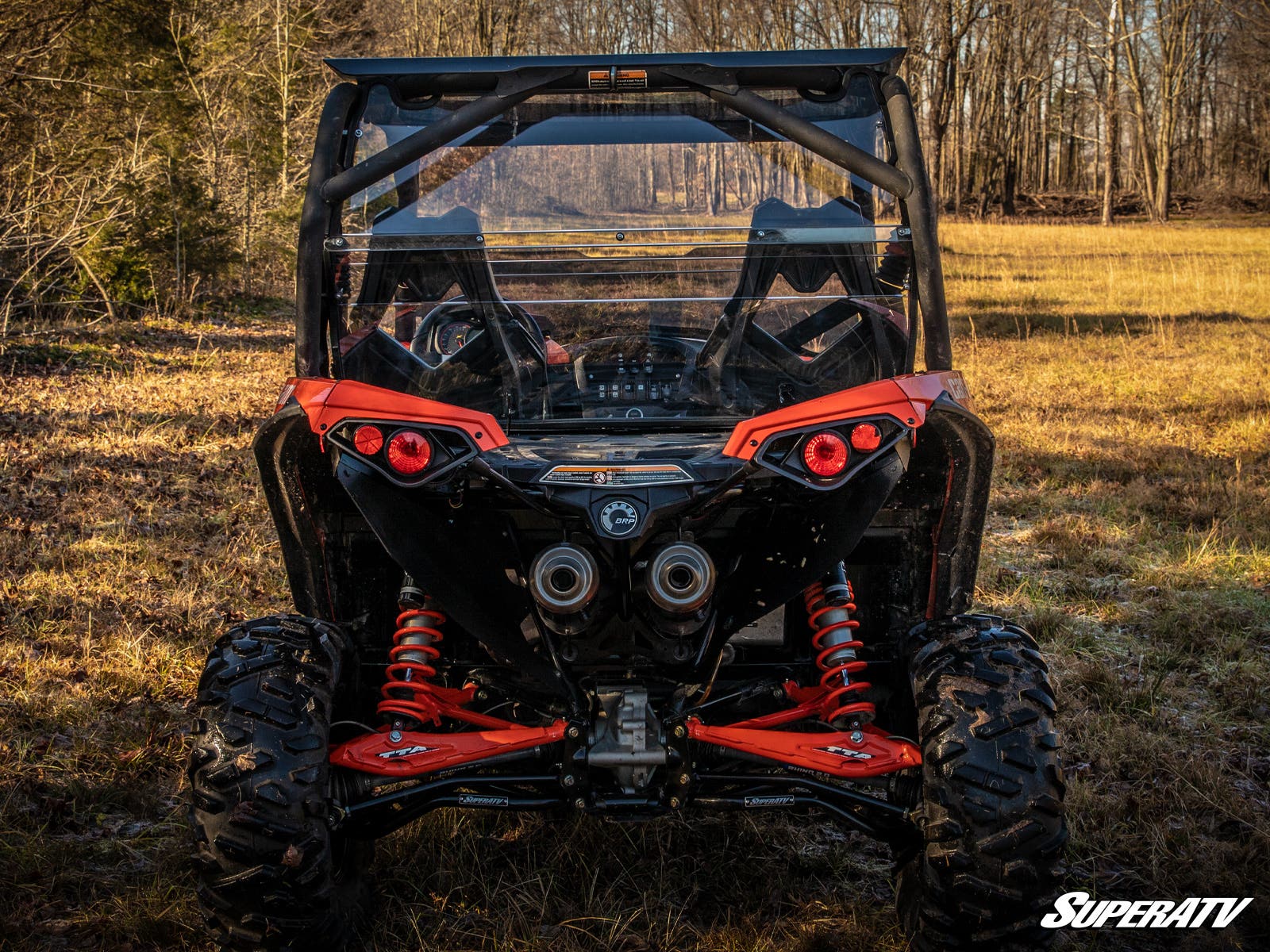 SuperATV Can-Am Maverick Rear Windshield - Durable Protection + Easy Install (2013-2018) - Image 2