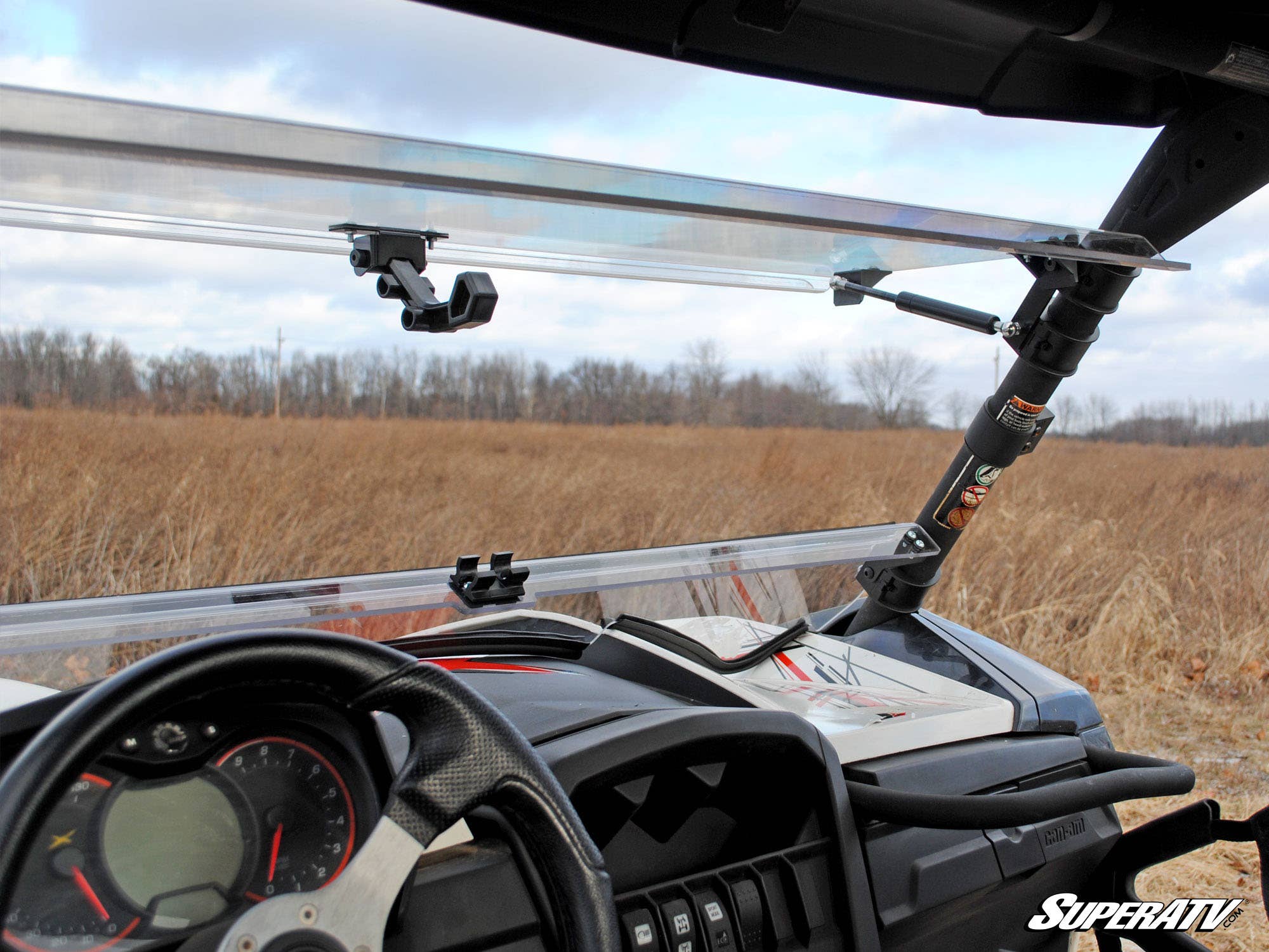 SuperATV Can-Am Maverick Scratch Resistant Flip Windshield - Year-Round Versatility + Superior Durability (2013-2018, Max, Turbo Models) - Image 2