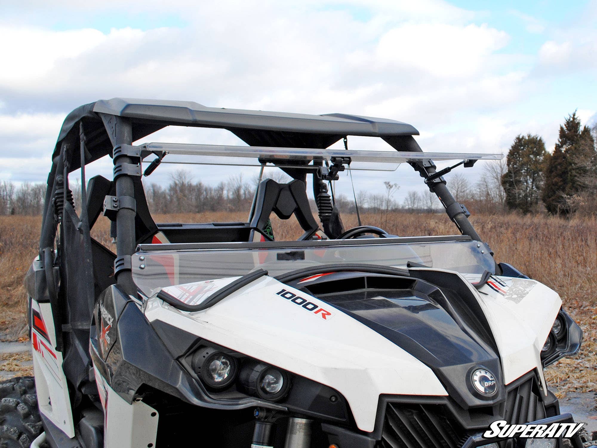 SuperATV Can-Am Maverick Scratch Resistant Flip Windshield - Year-Round Versatility + Superior Durability (2013-2018, Max, Turbo Models) - Image 4