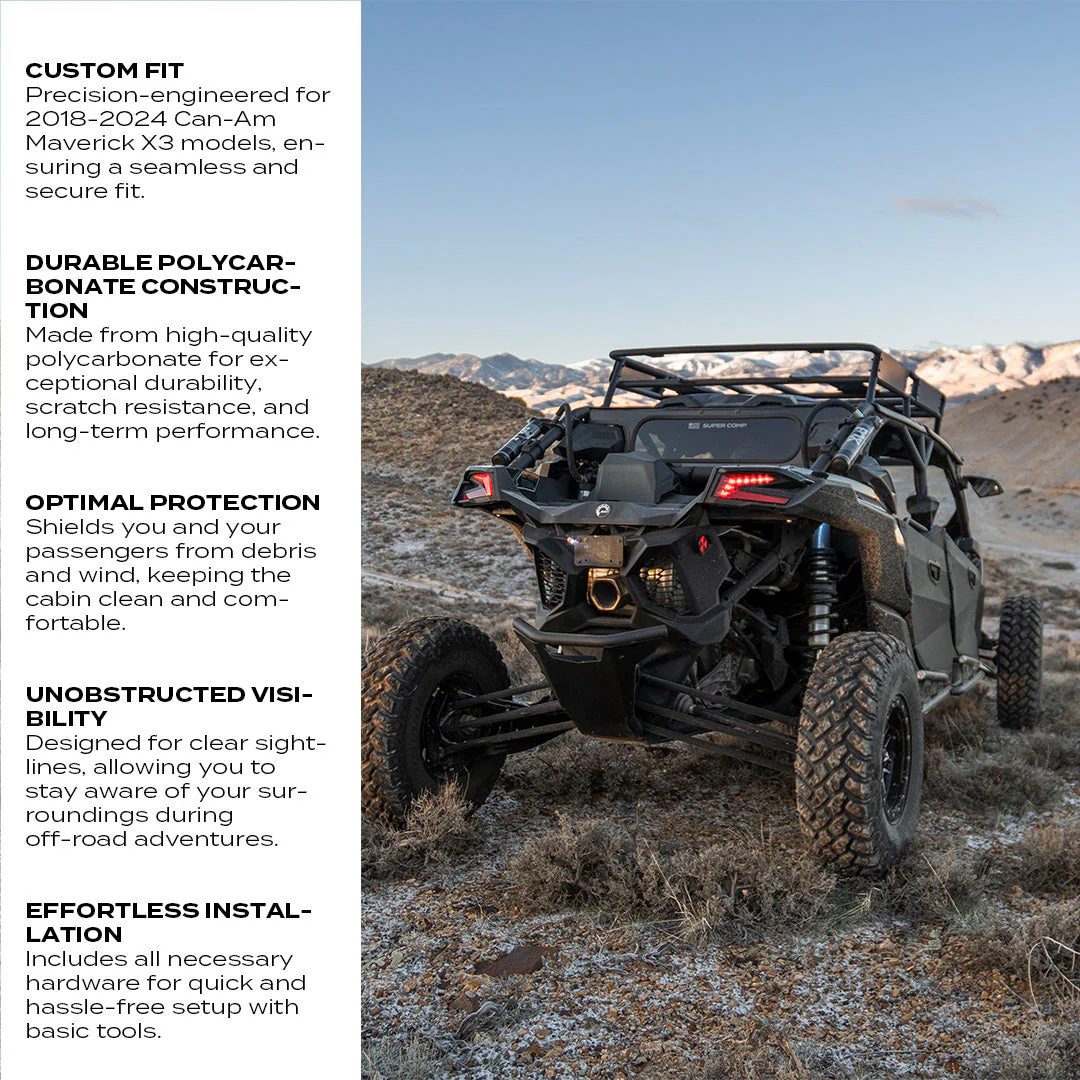 Can-Am Maverick X3 Rear Windshield - Enhanced Protection + Durability - Image 3