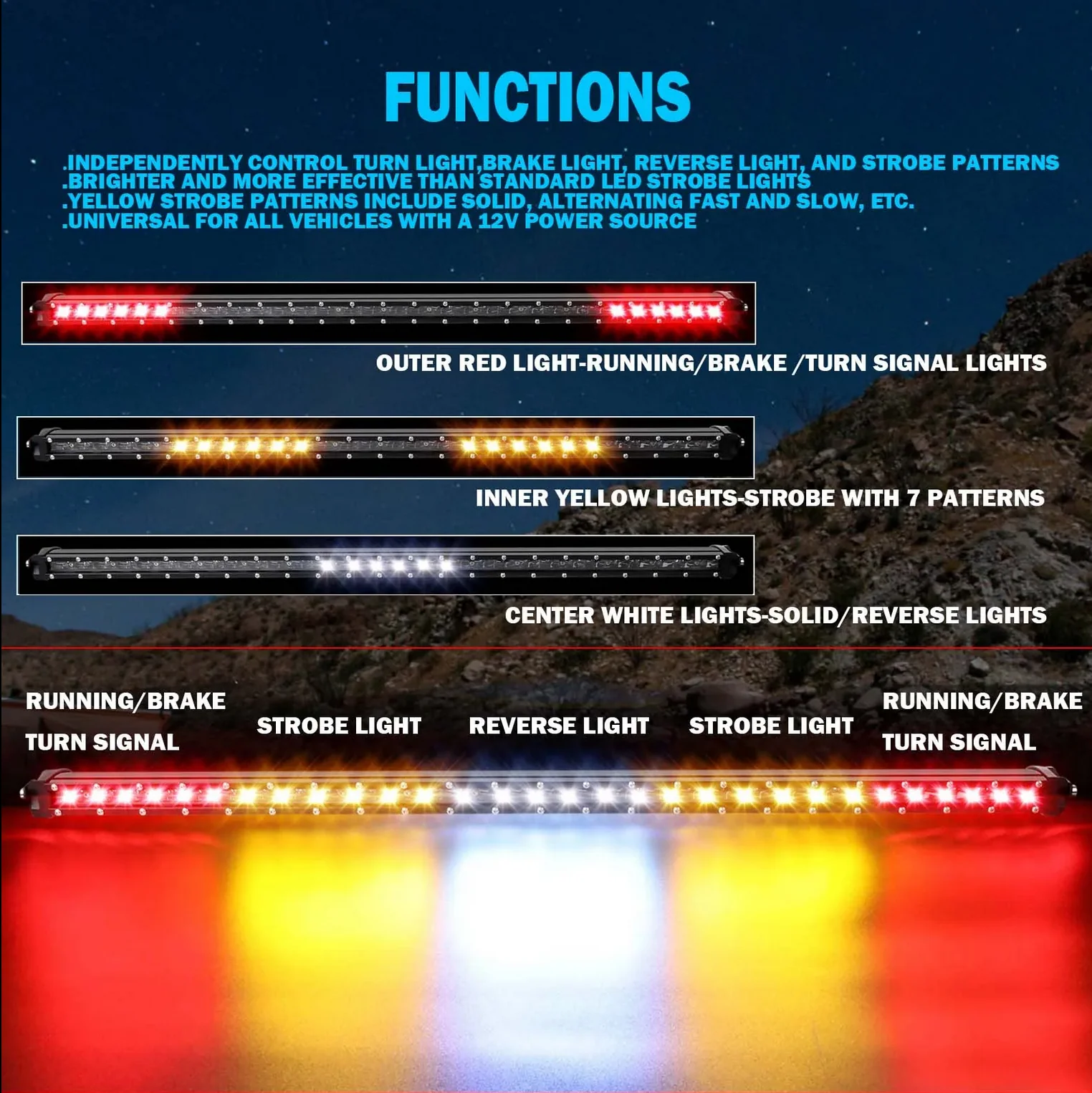 32" Chase LED Light Bar with Built-In Strobe - Image 8