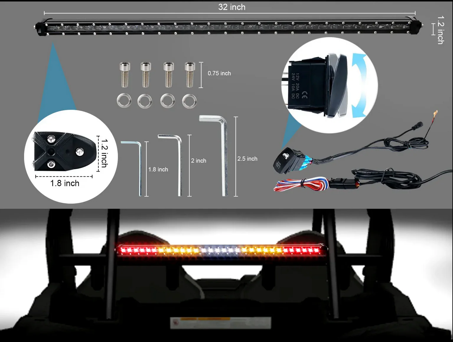 32" Chase LED Light Bar with Built-In Strobe - Image 9