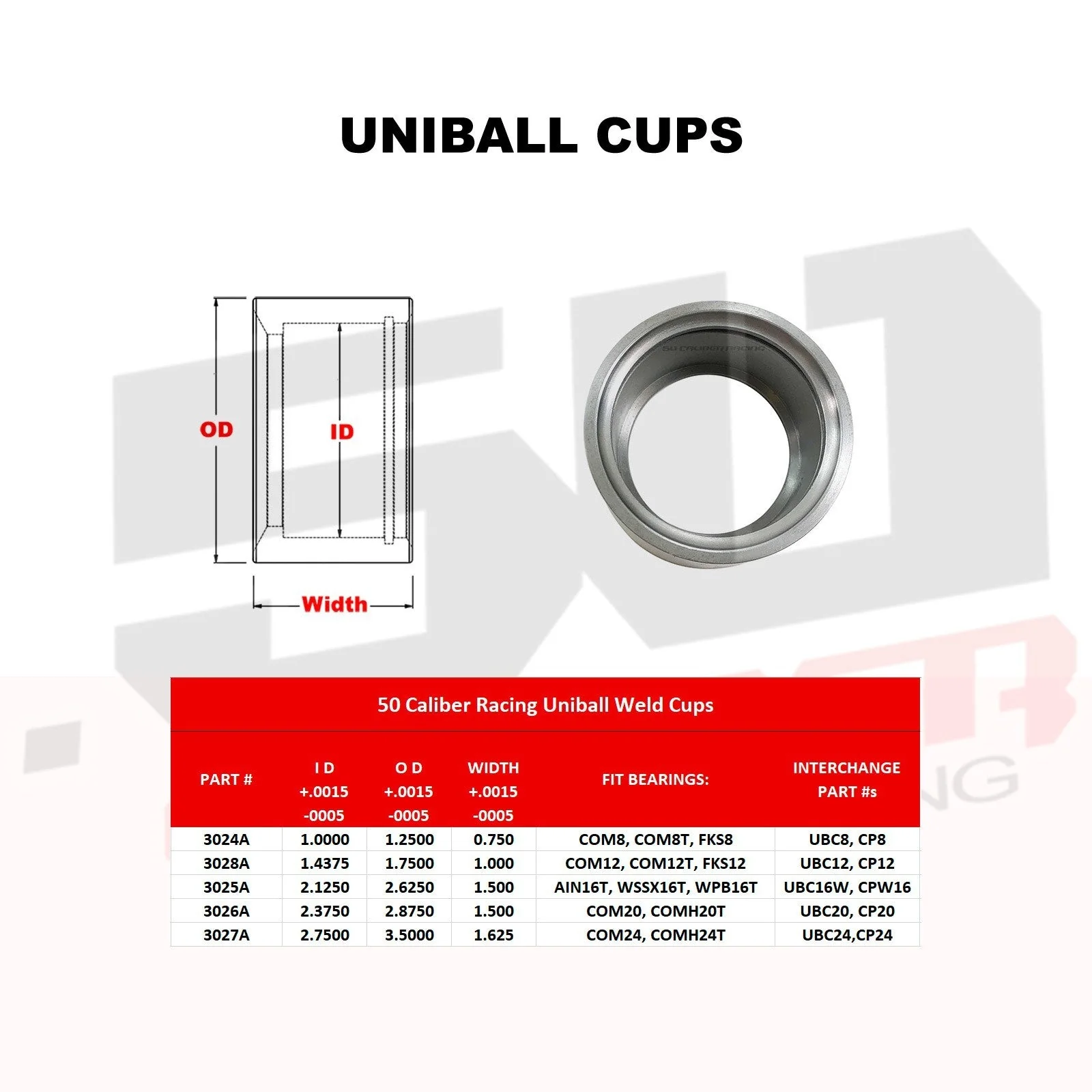 Chromoly Uniball Cups with Snap Ring - Image 20