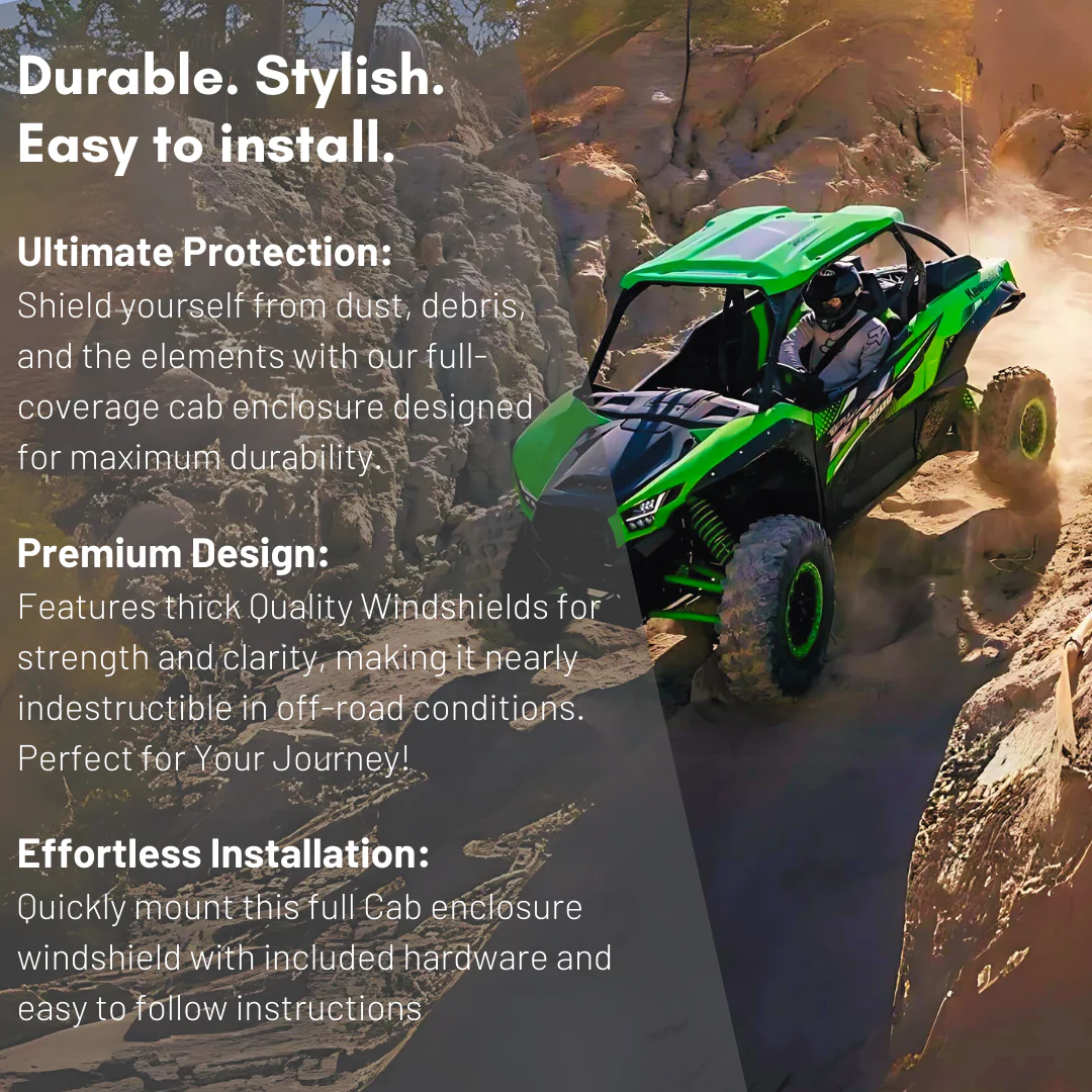 Kawasaki KRX 1000 2-Seat Cab Enclosure - No Blind Spots + All-Weather Shield (2020+) - Image 3