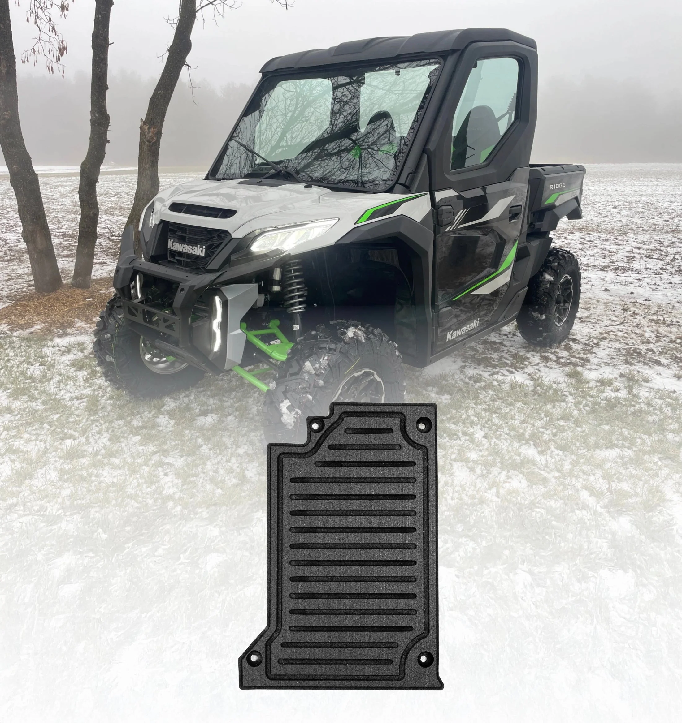 Kawasaki Ridge 2 Door Rubber Floor Mats - Custom Fit + Insulation (2024+) - Image 3