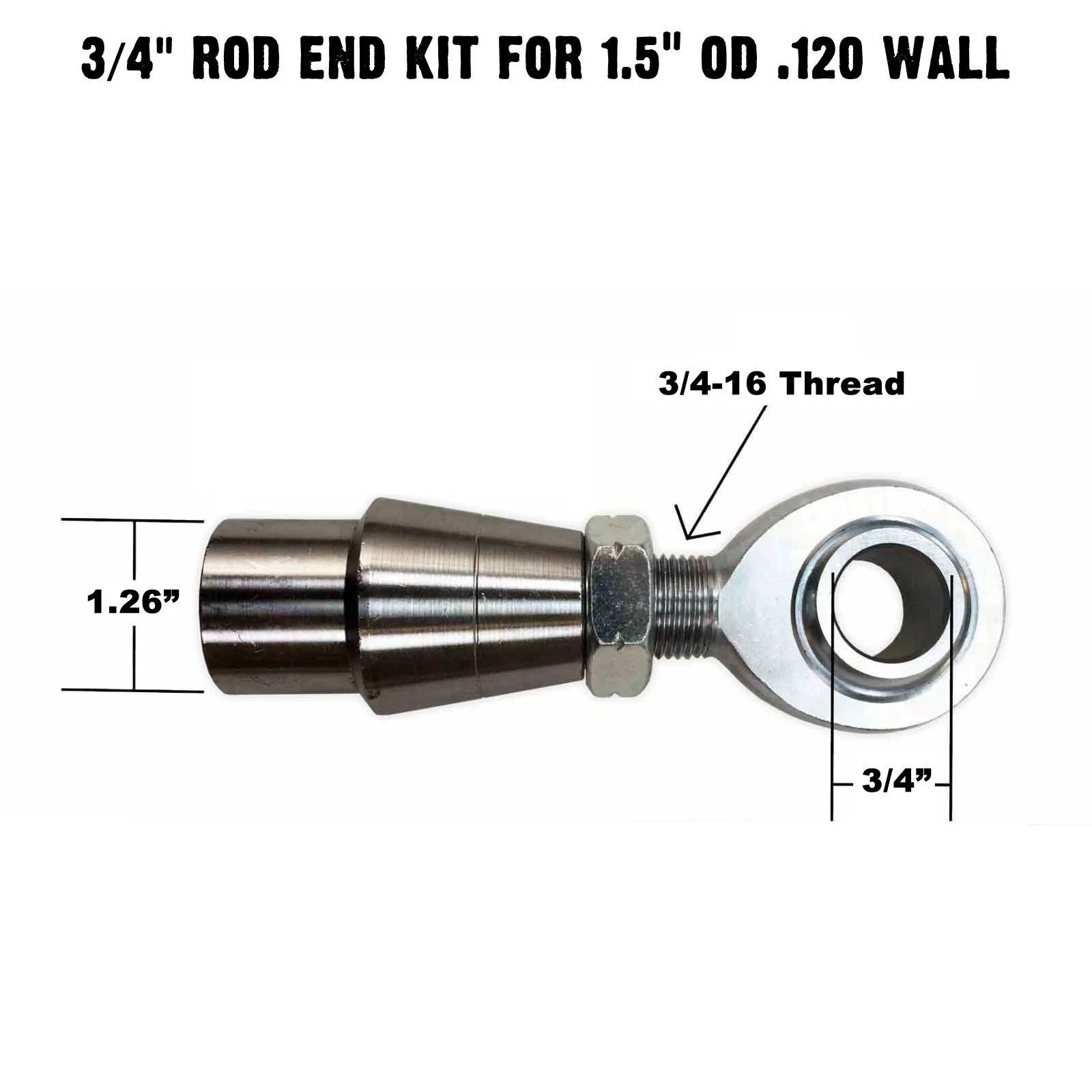 Panhard Bar Fabrication Kit - 3/4"-16 Chromoly Heim Joints + Bungs for 1.5" OD Tubing - Optional Misalignment Spacers - Image 10
