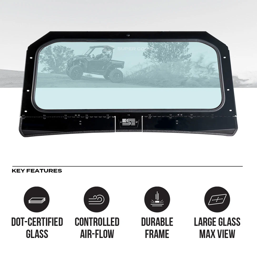 Polaris General Front Windshield - Superior Protection + Adjustable Airflow (2016-2025) - Image 2