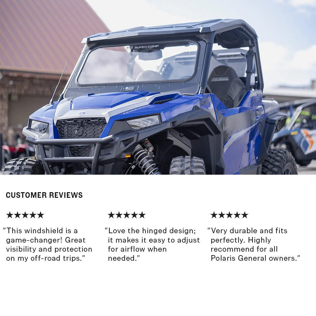 Polaris General Front Windshield - Superior Protection + Adjustable Airflow (2016-2025) - Image 4