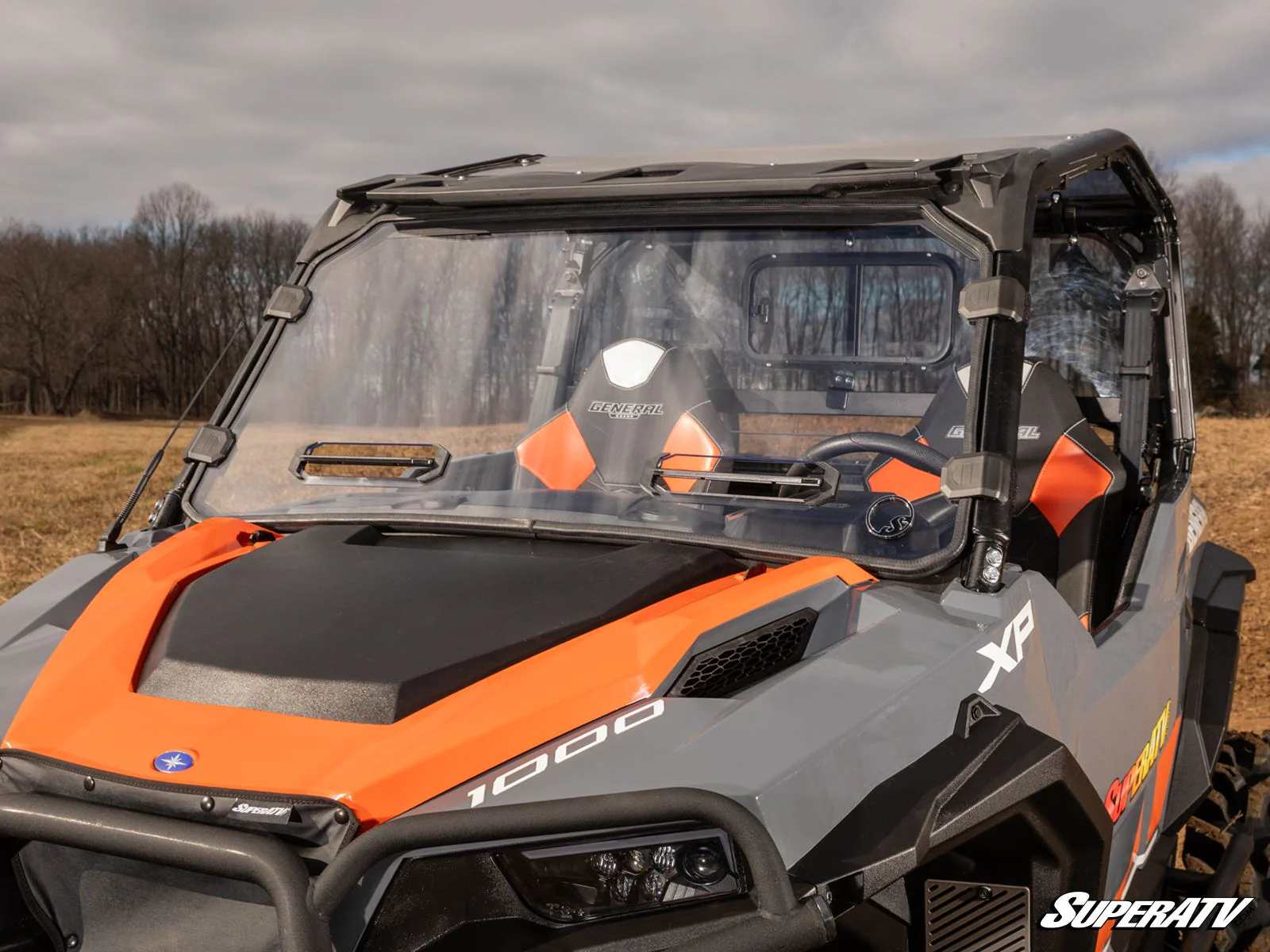 SuperATV Polaris General XP 1000 Vented Windshield—Scratch Resistant - Image 3
