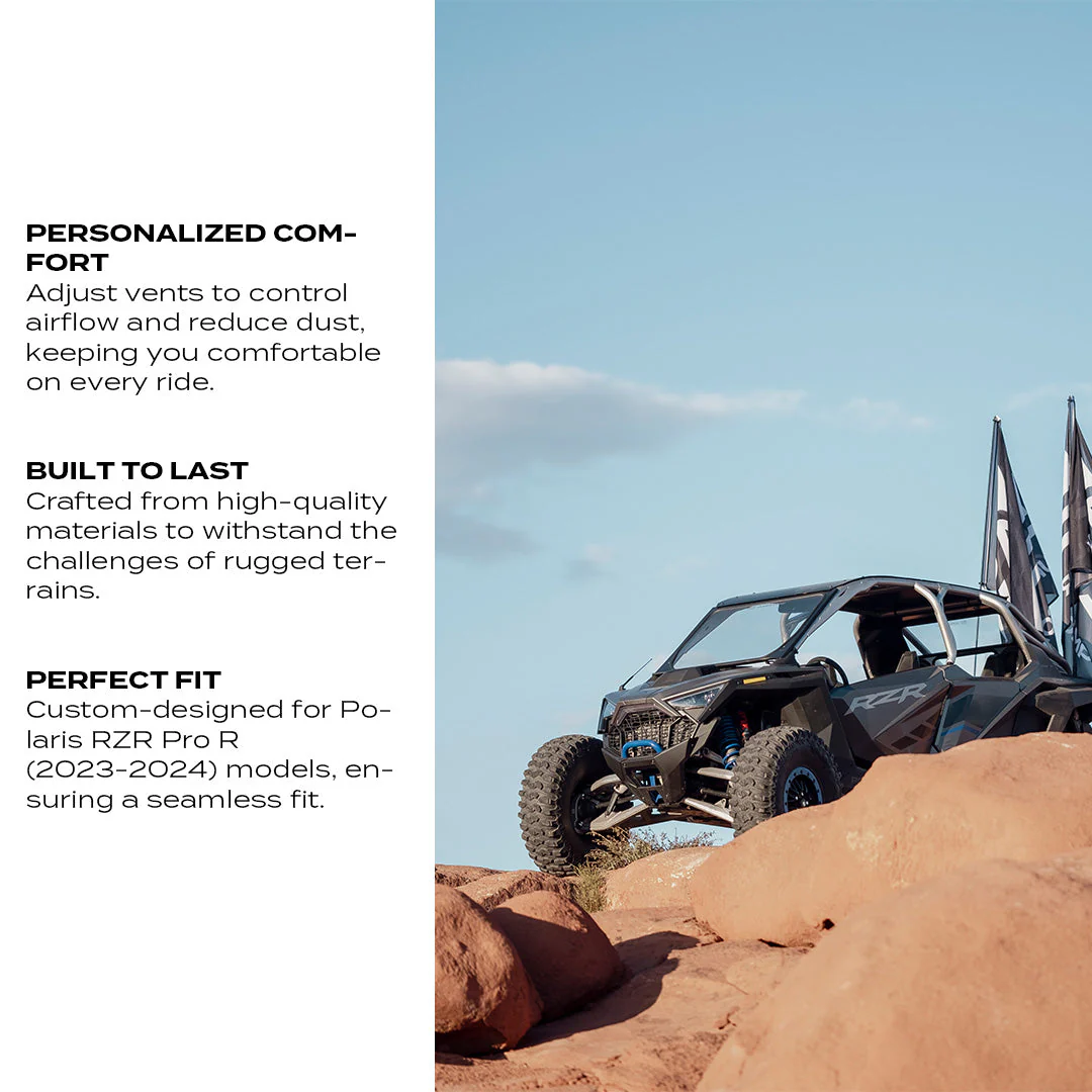 Polaris RZR Pro R Vented Front Windshield - Adjustable Airflow + Safety Glass (2022-2024) - Image 3