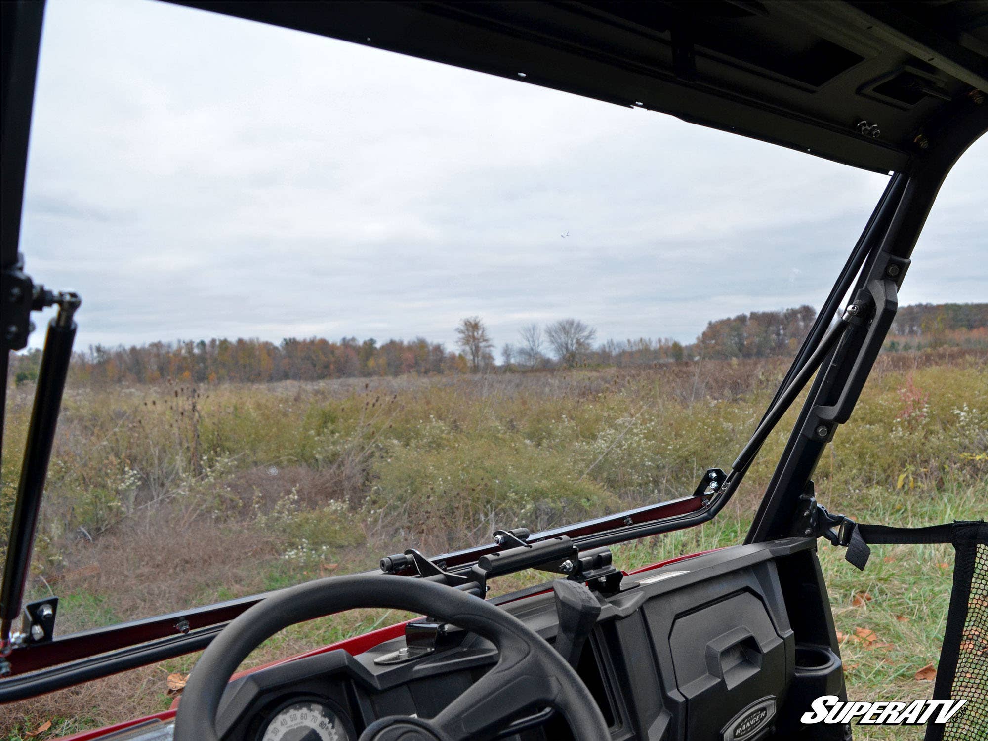 SuperATV Polaris Ranger Midsize Scratch Resistant Flip Windshield - Image 4