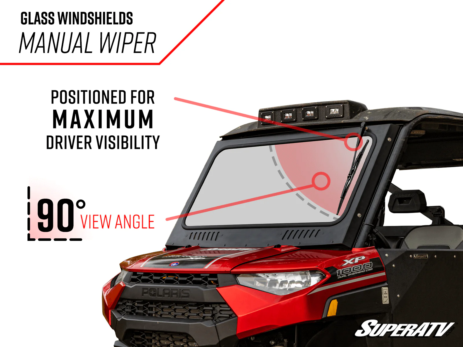 SuperATV Polaris Ranger XP Kinetic Glass Windshield - Image 4