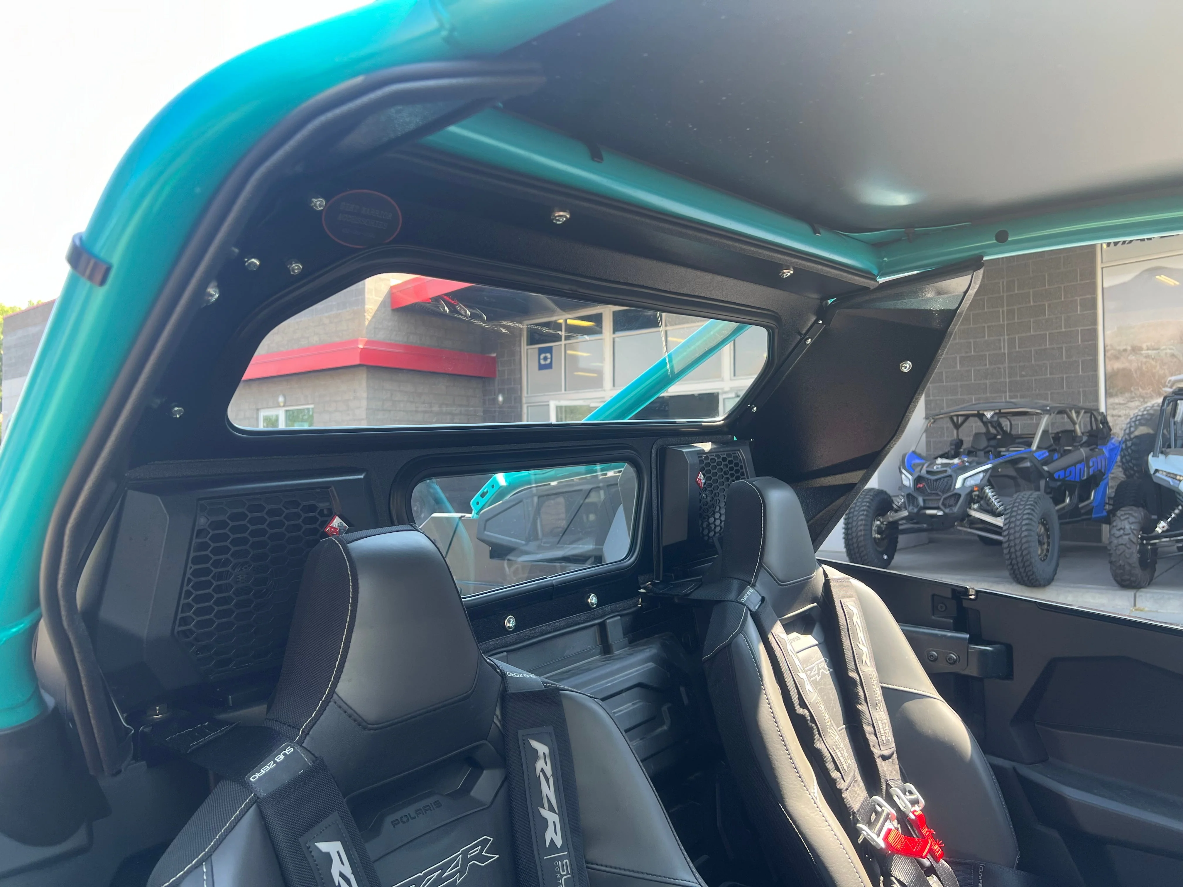 Dirt Warrior Polaris RZR Pro R 2025+ Rear Glass Windshield with Speaker Cut-Outs | DOT Safety Glass & Aluminum Frame - Image 2