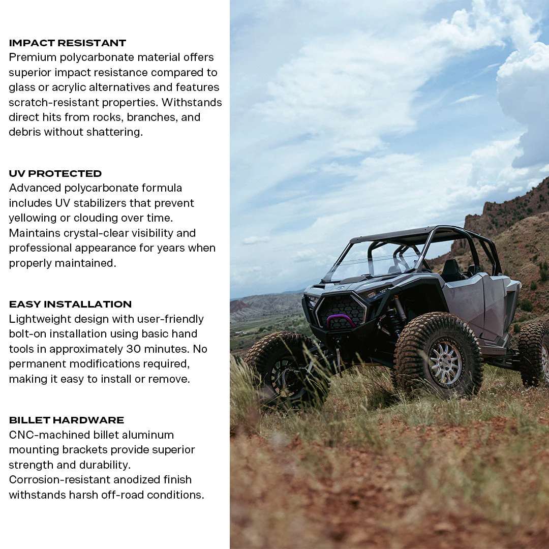 Polaris RZR Pro XP & Pro S Polycarbonate Half Front Windshield - Image 3