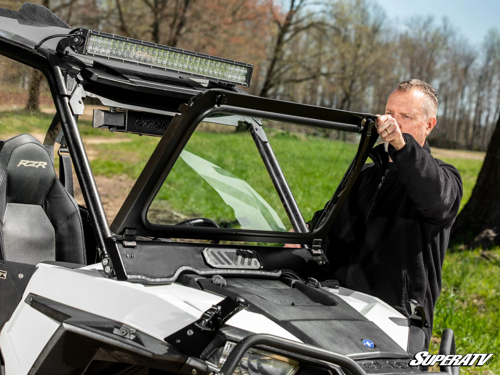 SuperATV Polaris RZR S 1000 Flip Down Glass Windshield - Image 4