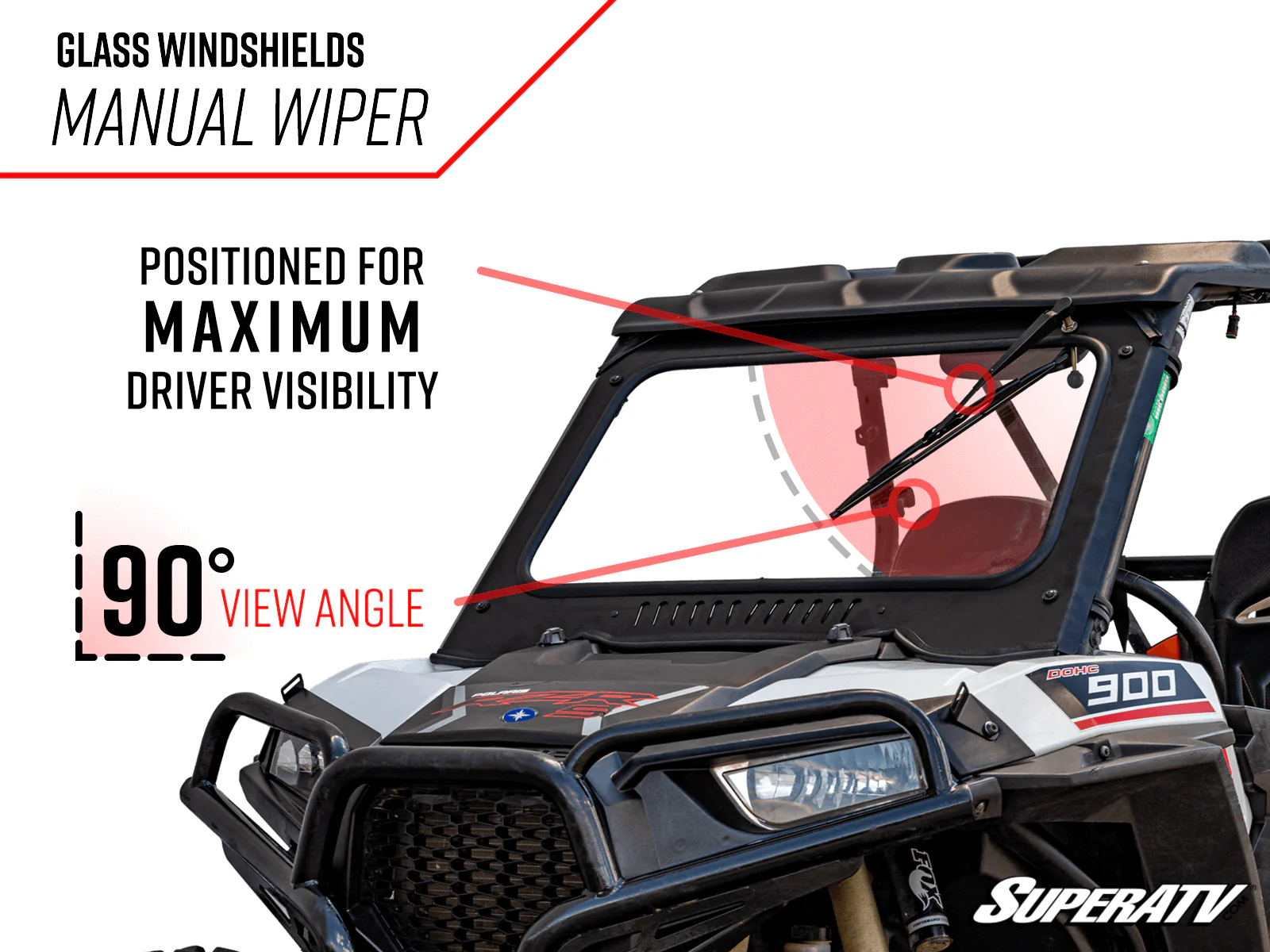 SuperATV Polaris RZR Trail S 1000 Glass Windshield - Image 6