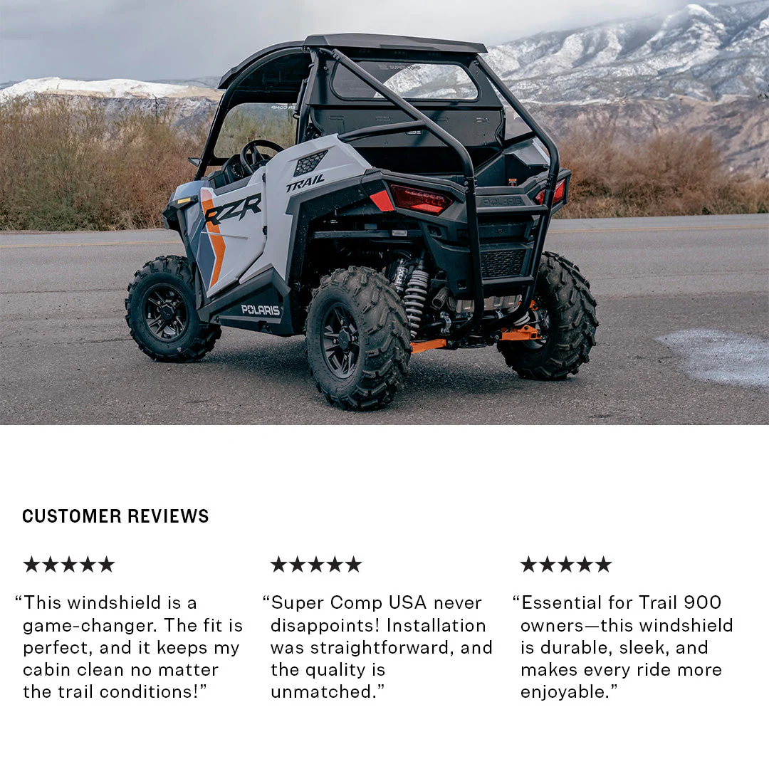 Polaris RZR Trail 900 Tinted Rear Windshield - Impact-Resistant + UV Protection (2021-2025) - Image 3