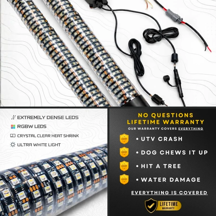 Pro Series LED Light Whips with Bluetooth & Remote - R1 Industries - Image 3